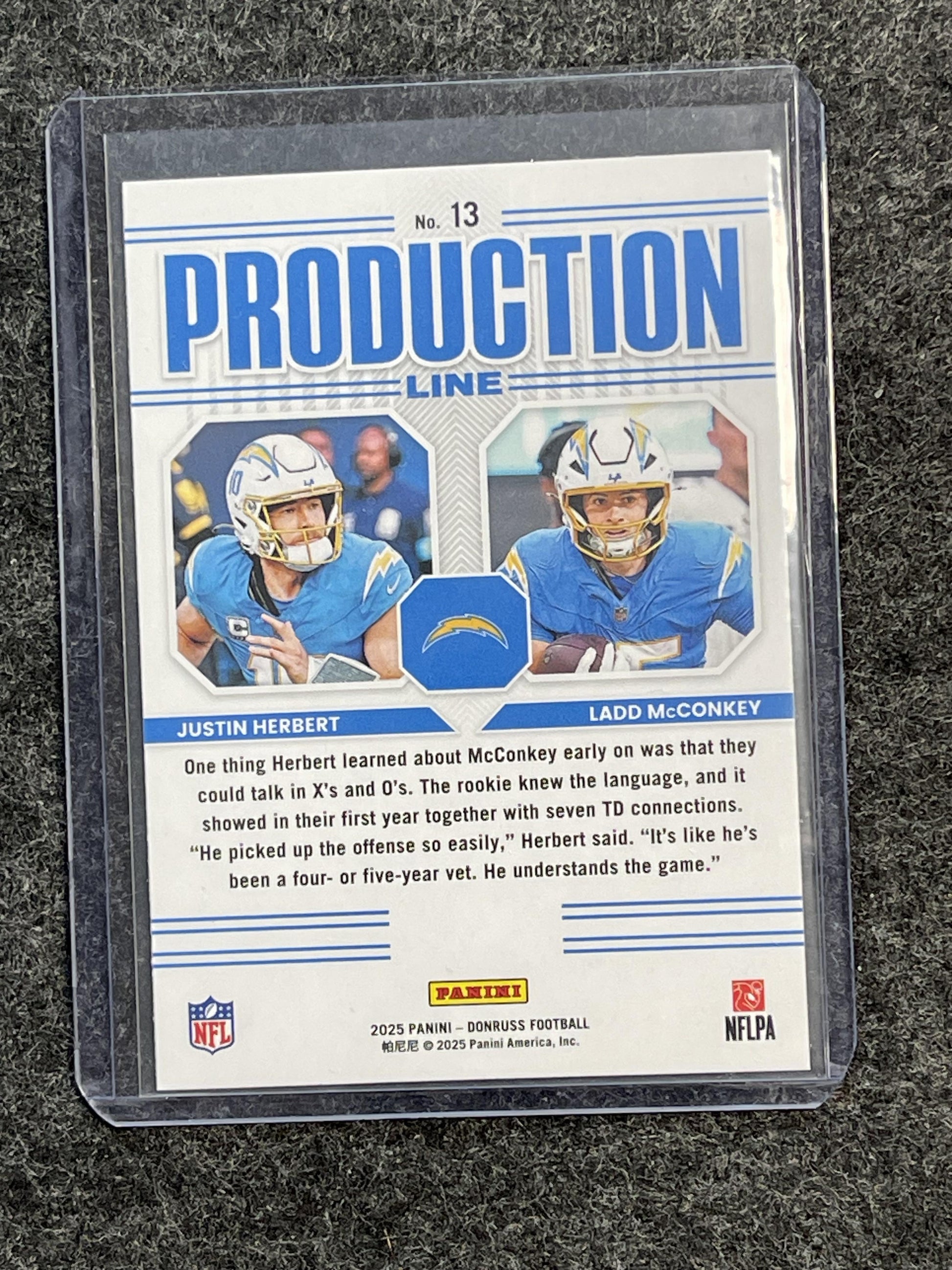 2025 Donruss #13 Justin Herbert / Ladd McConkey Production Line LAC