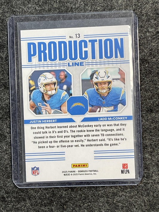 2025 Donruss #13 Justin Herbert / Ladd McConkey Production Line LAC