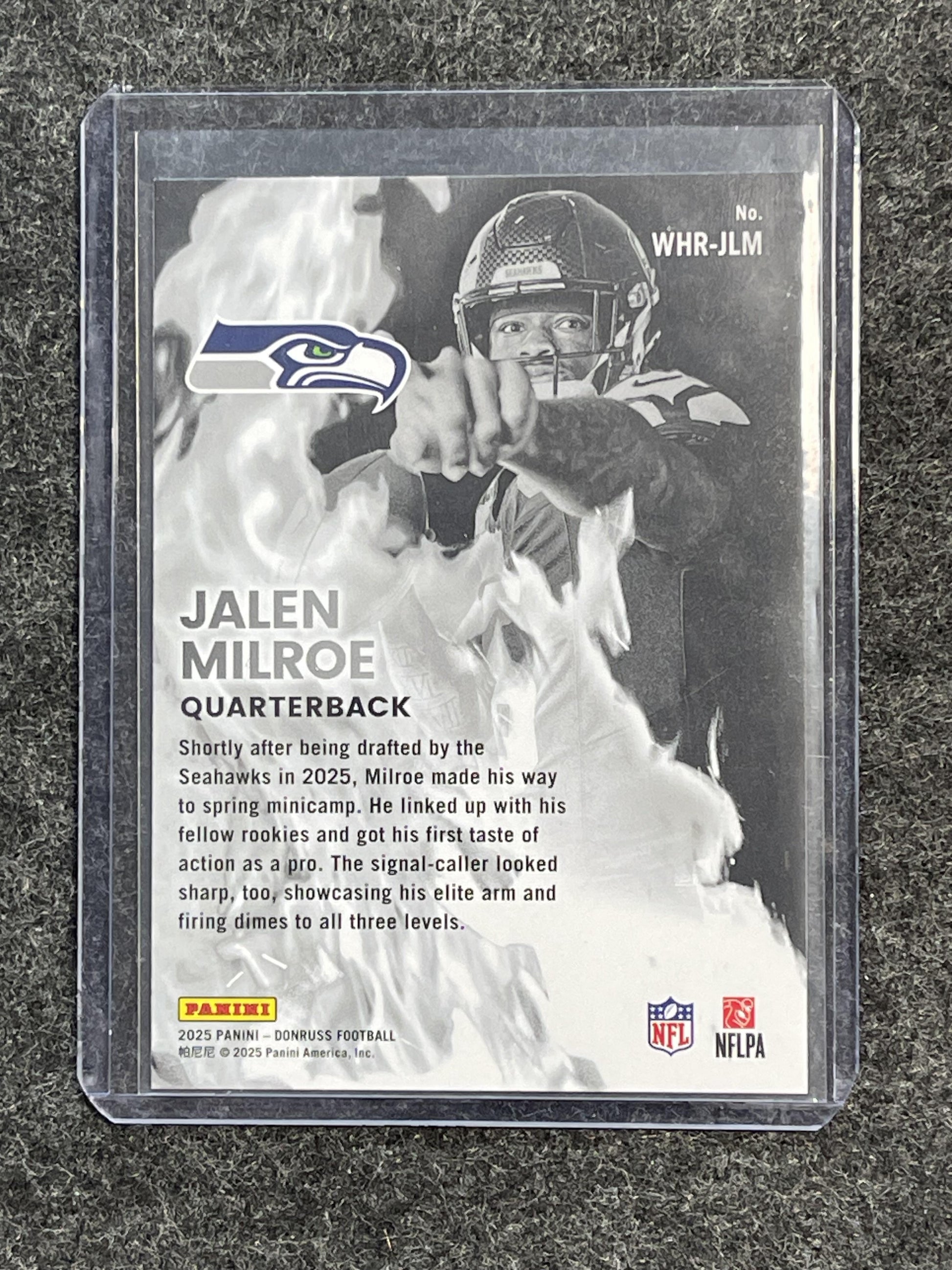 2025 Donruss #WHR-JLM Jalen Milroe White Hot Rookies Seattle Seahawks