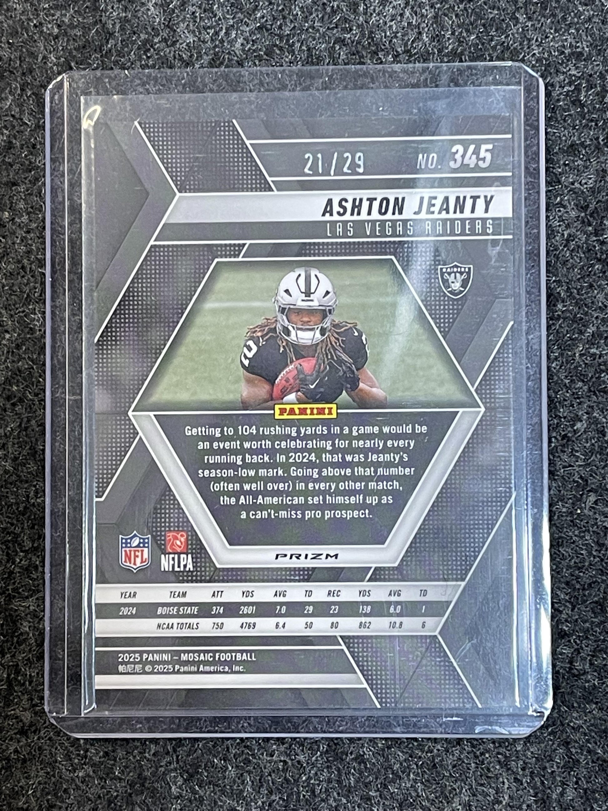 2025 Panini Mosaic #287 Ashton Jeanty Mosaic Red Wave #/29 Las Vegas Raiders RC