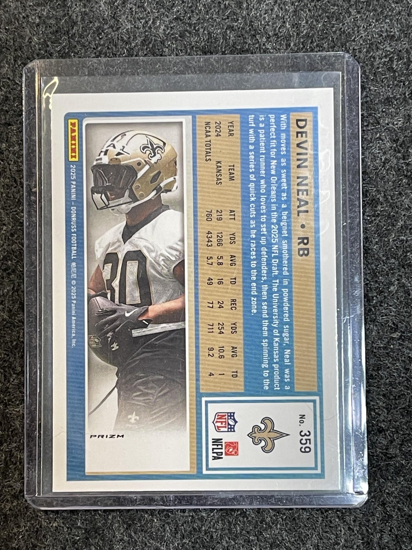 2025 Donruss #359 Devin Neal Optic Preview Red Wave PRIZM New Orleans Saints RC