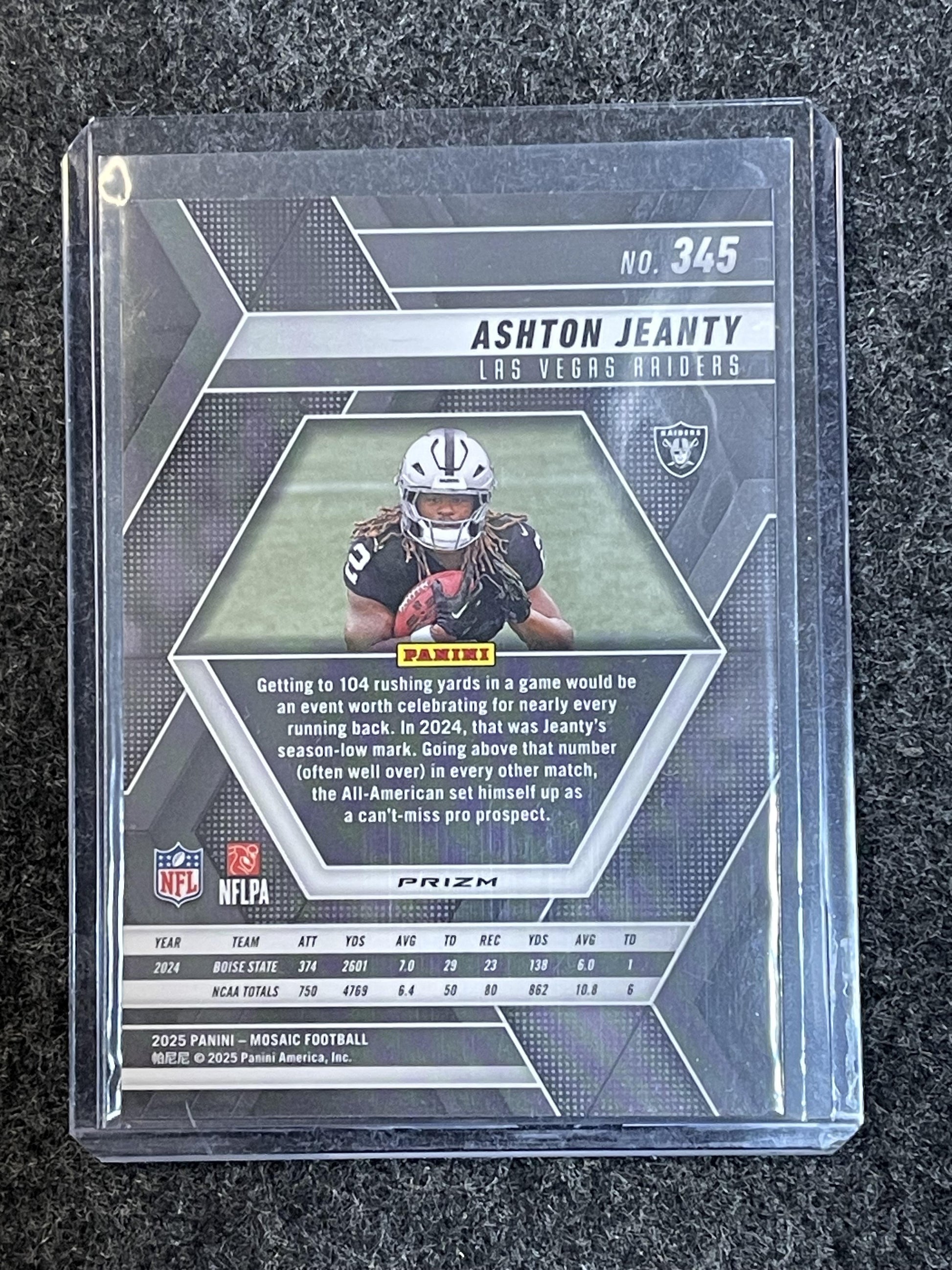 2025 Panini Mosaic #287 Ashton Jeanty Silver Las Vegas Raiders RC
