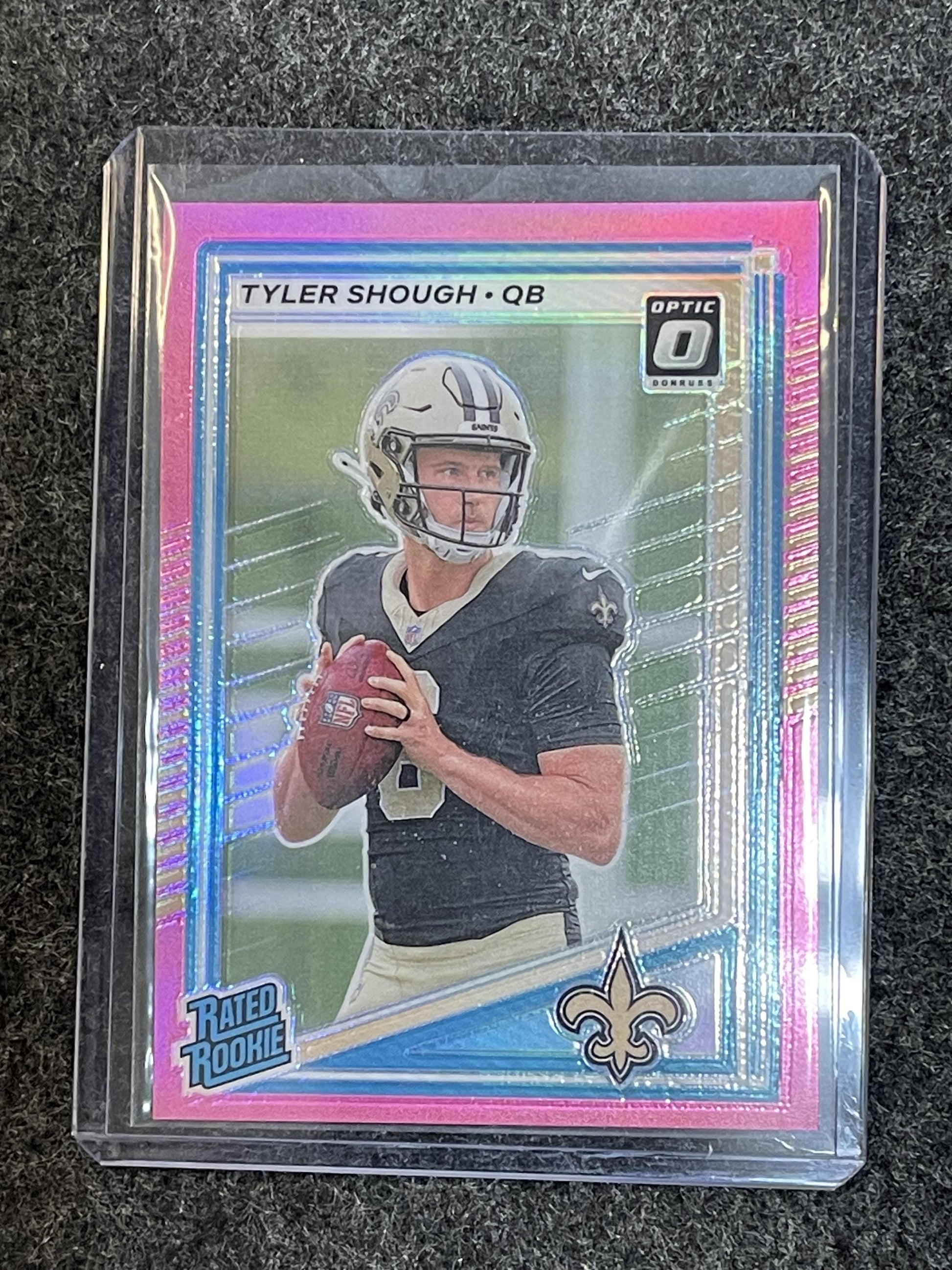2025 Donruss #304 Tyler Shough Optic Rated Rookies Preview Pink Saints