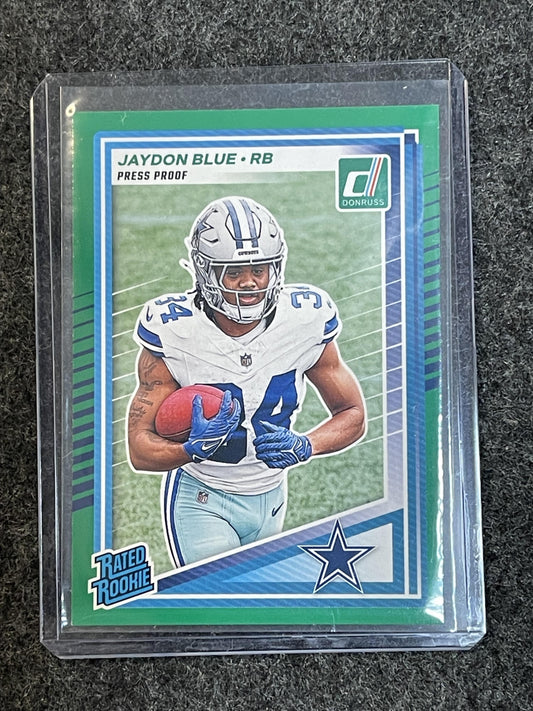 2025 Donruss #308 Jaydon Blue Press Proofs Green Dallas Cowboys RC