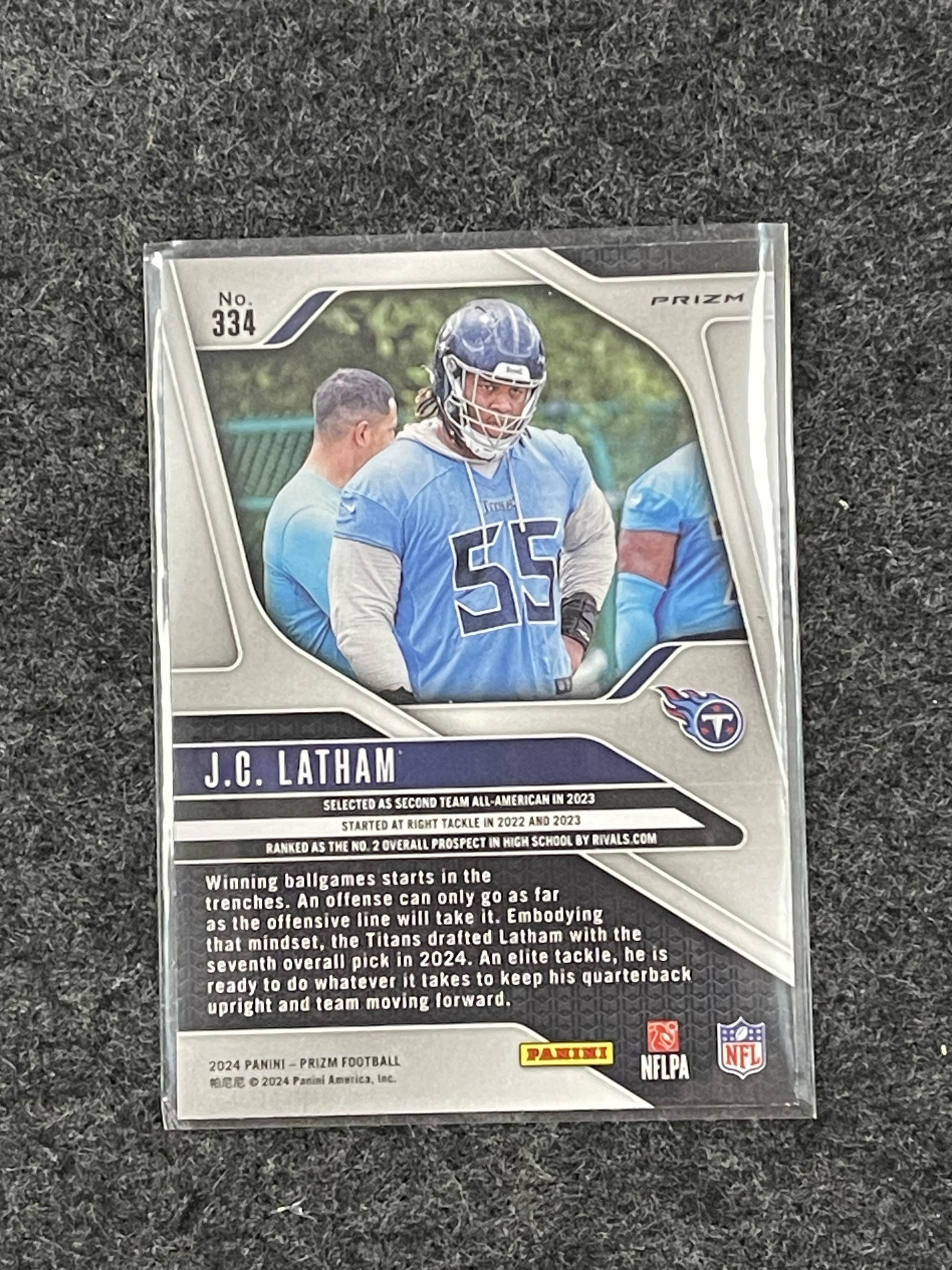2024 Panini Prizm #334 J.C. Latham Black and White Checker Tennessee Titans RC