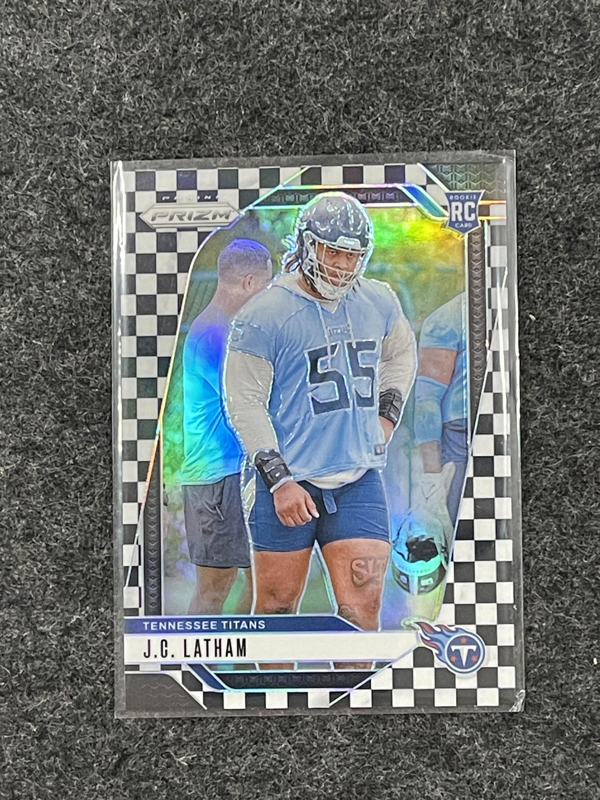2024 Panini Prizm #334 J.C. Latham Black and White Checker Tennessee Titans RC