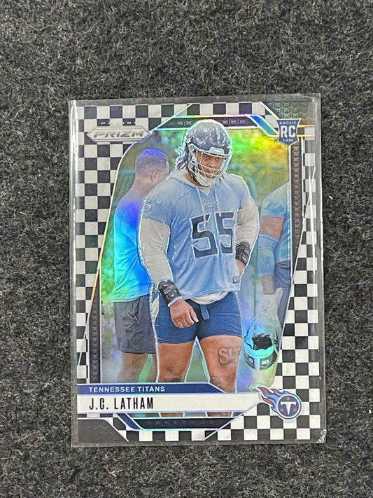 2024 Panini Prizm #334 J.C. Latham Black and White Checker Tennessee Titans RC