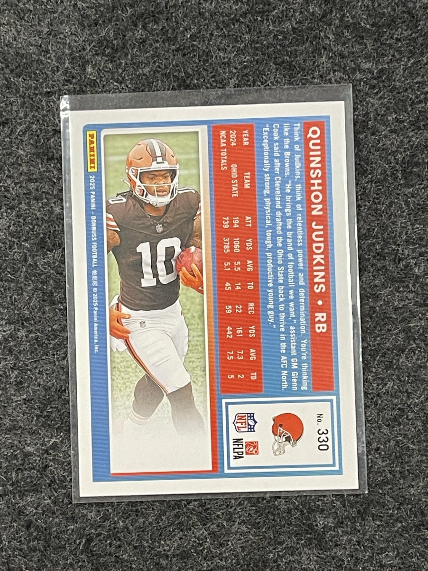 2025 Donruss #330 Quinshon Judkins Press Proofs Green Cleveland Browns RC