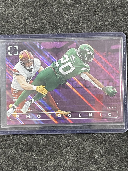 2024 Panini Photogenic #84 Breece Hall Purple #/75 New York Jets SN
