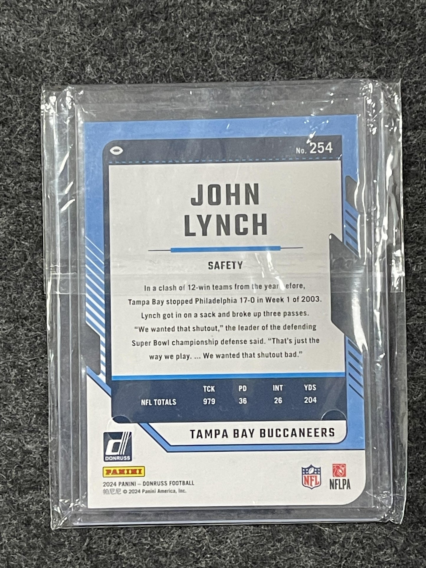 2024 Donruss - Press Proof Gold Die Cuts #254 John Lynch #/25