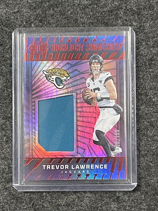 2024 Panini Illusions #HS-TLE Trevor Lawrence Highlight Swatches Red #/199 Jax