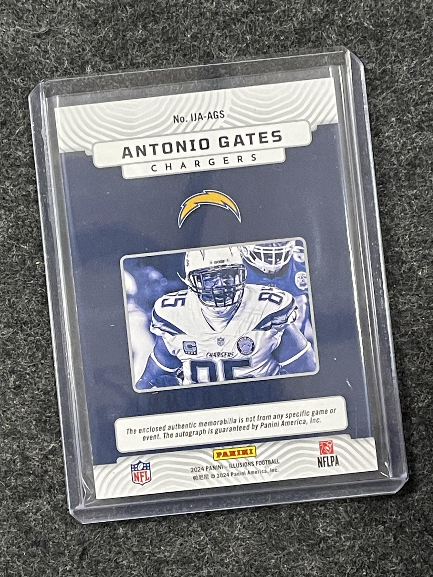 2024 Panini Illusions #IJA-AGS Antonio Gates Immortalized Jersey Auto Gold #/25