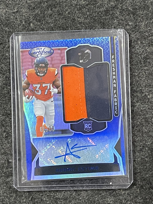 2024 Panini Certified #FMS-AEE Audric Estime RPA Blue #/99 Denver Broncos