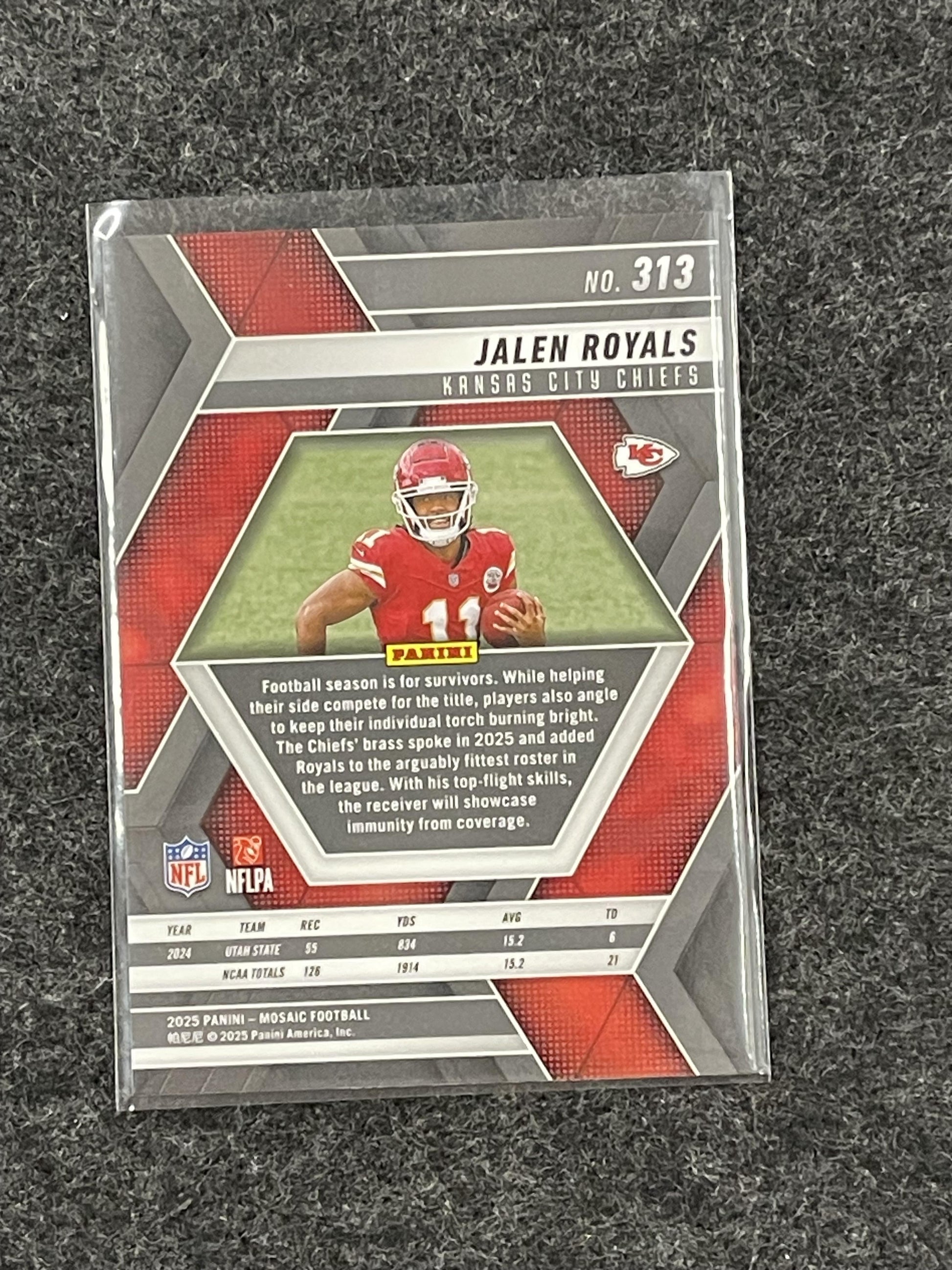 2025 Panini Mosaic #313 Jalen Royals Kansas City Chiefs RC