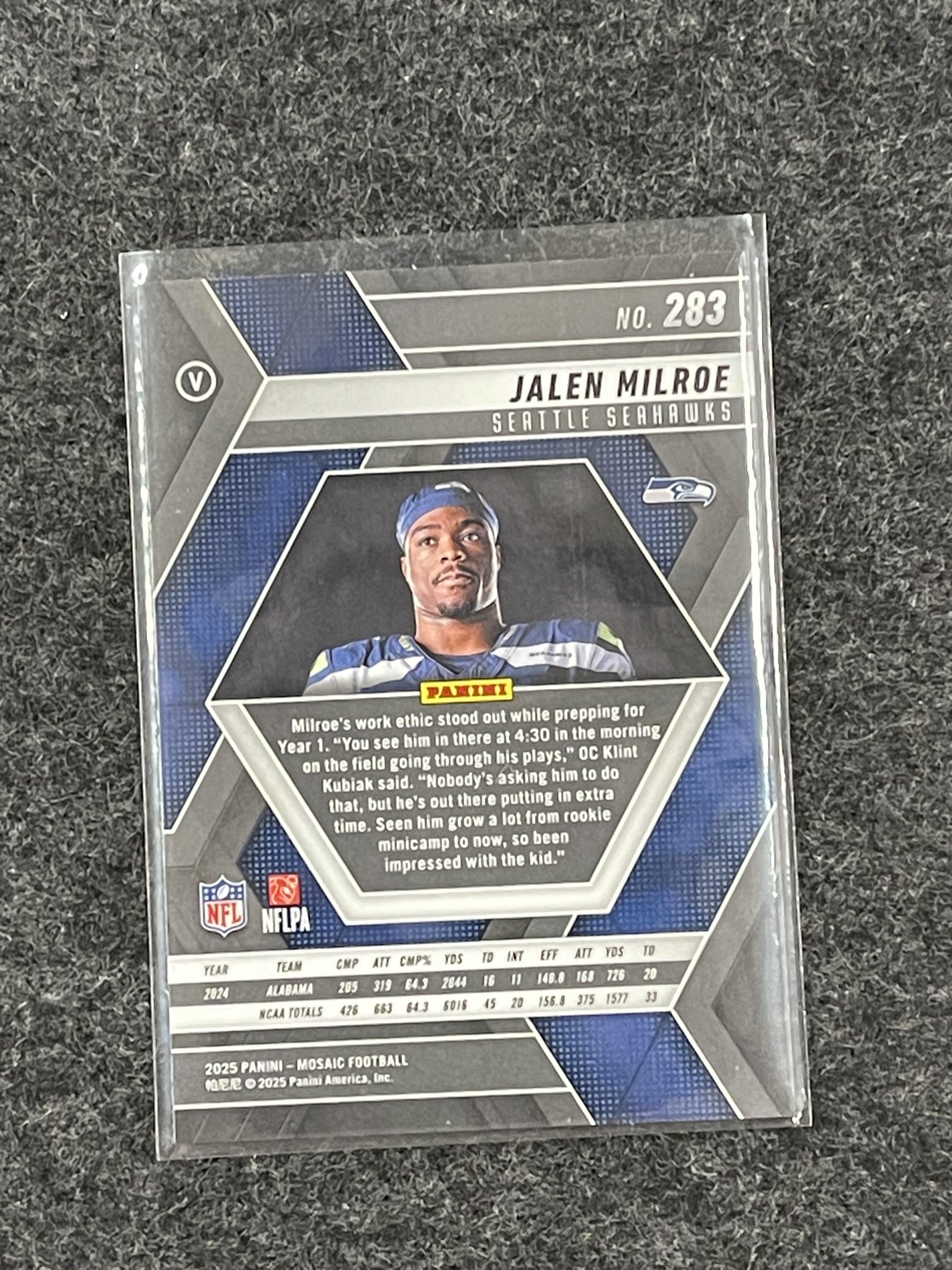 2025 Panini Mosaic #283 Jalen Milroe Seattle Seahawks RC