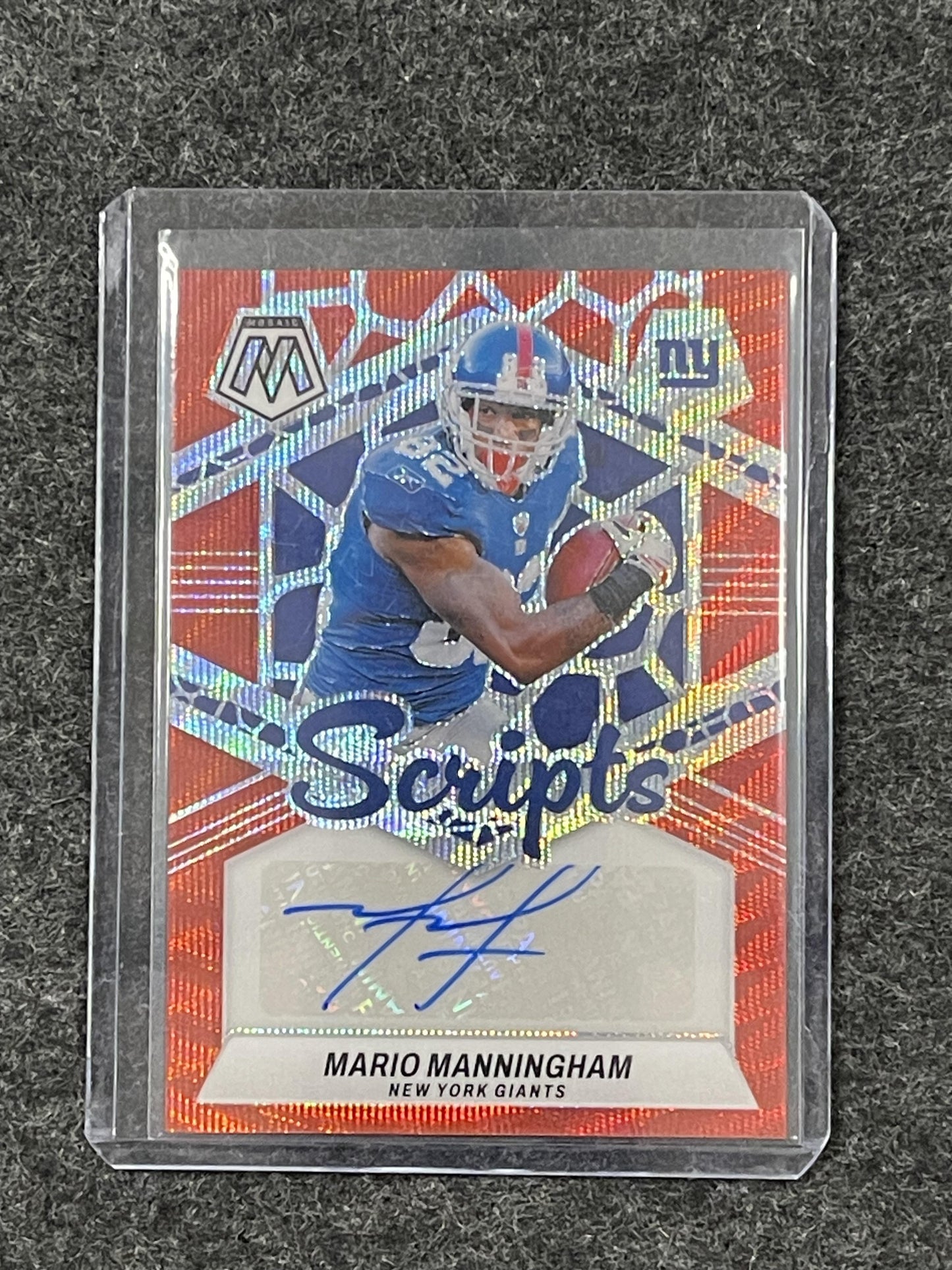 2024 Panini Mosaic #SC-MMM Mario Manningham Scripts Red Wave New York Giants AU