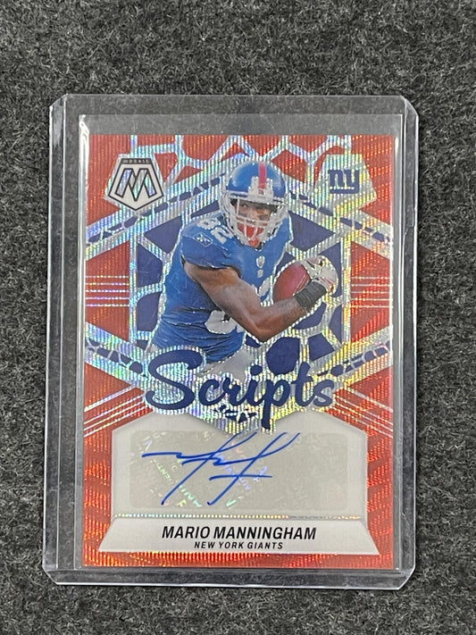 2024 Panini Mosaic #SC-MMM Mario Manningham Scripts Red Wave New York Giants AU