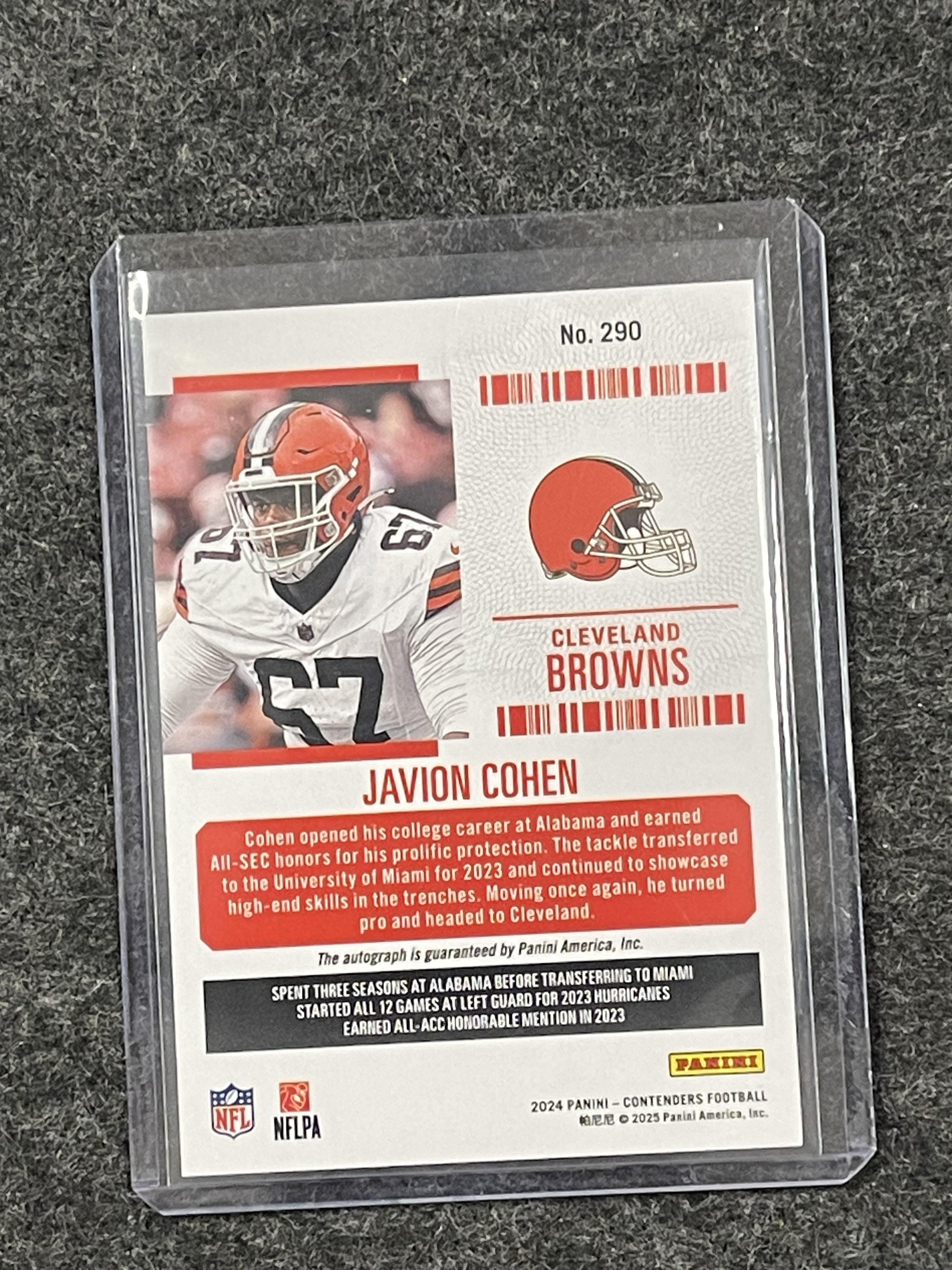 2024 Panini Contenders #290 Javion Cohen Cleveland Browns RC,AU