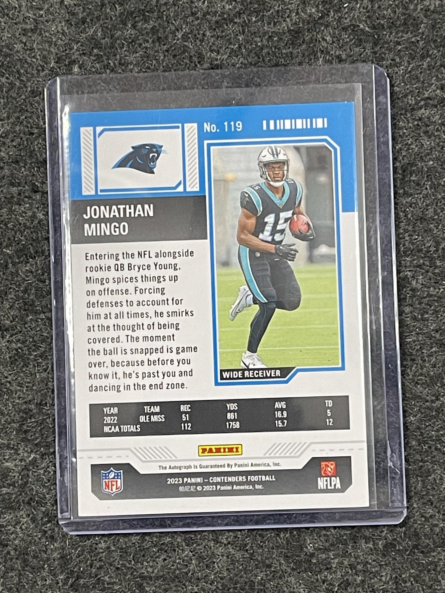 2023 Panini Contenders #119 Jonathan Mingo Divisional Ticket #/99 Panthers
