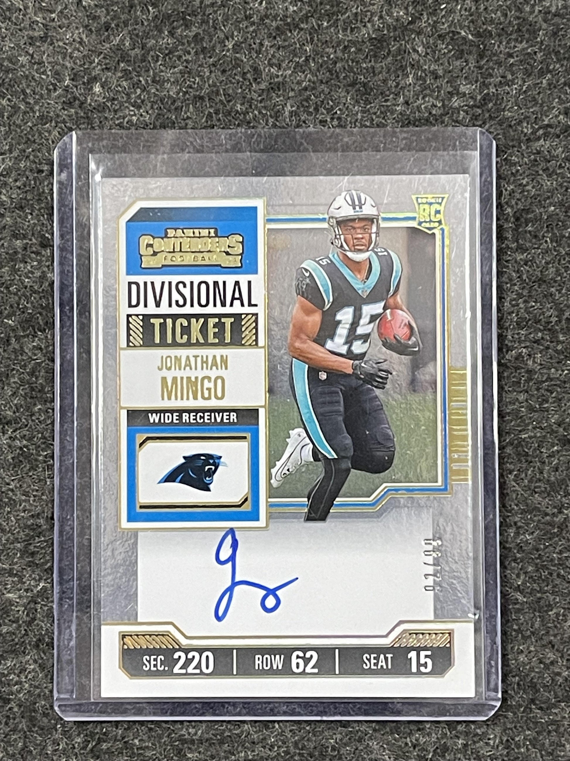 2023 Panini Contenders #119 Jonathan Mingo Divisional Ticket #/99 Panthers