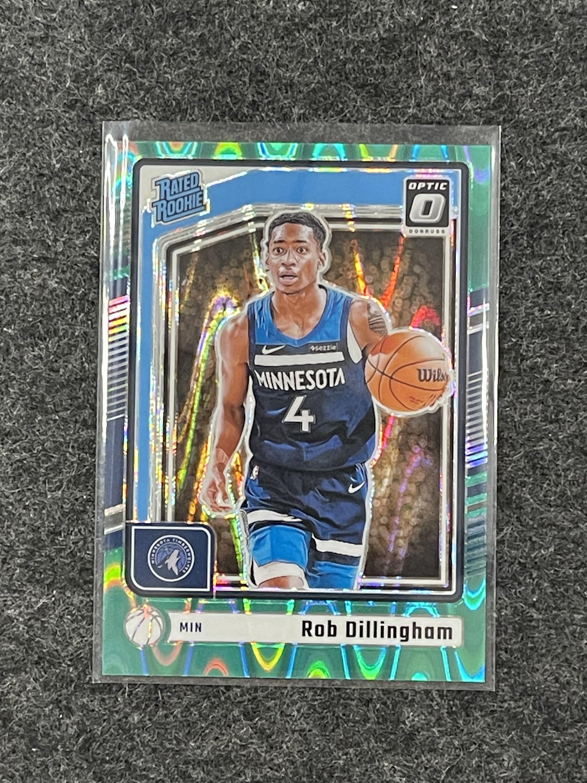 2024-25 Donruss Optic #259 Rob Dillingham Green Seismic Timberwolves RC