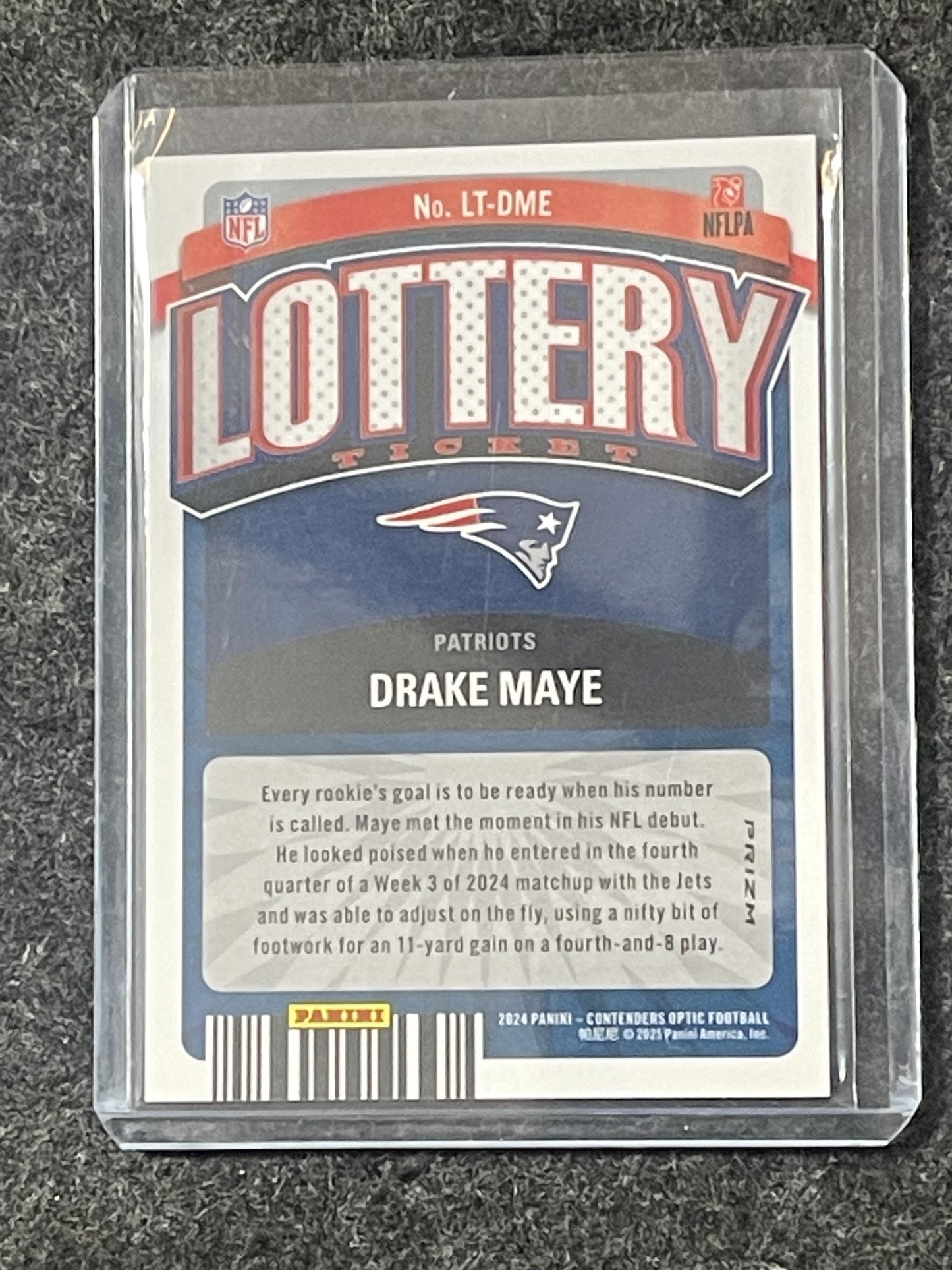 2024 Panini Contenders Optic #LT-DME Drake Maye Lottery Ticket Patriots