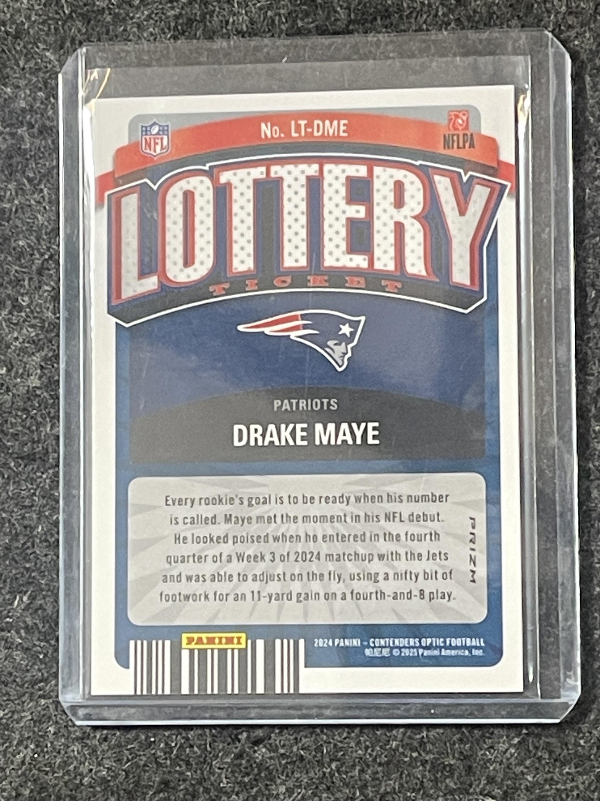 2024 Panini Contenders Optic #LT-DME Drake Maye Lottery Ticket Patriots