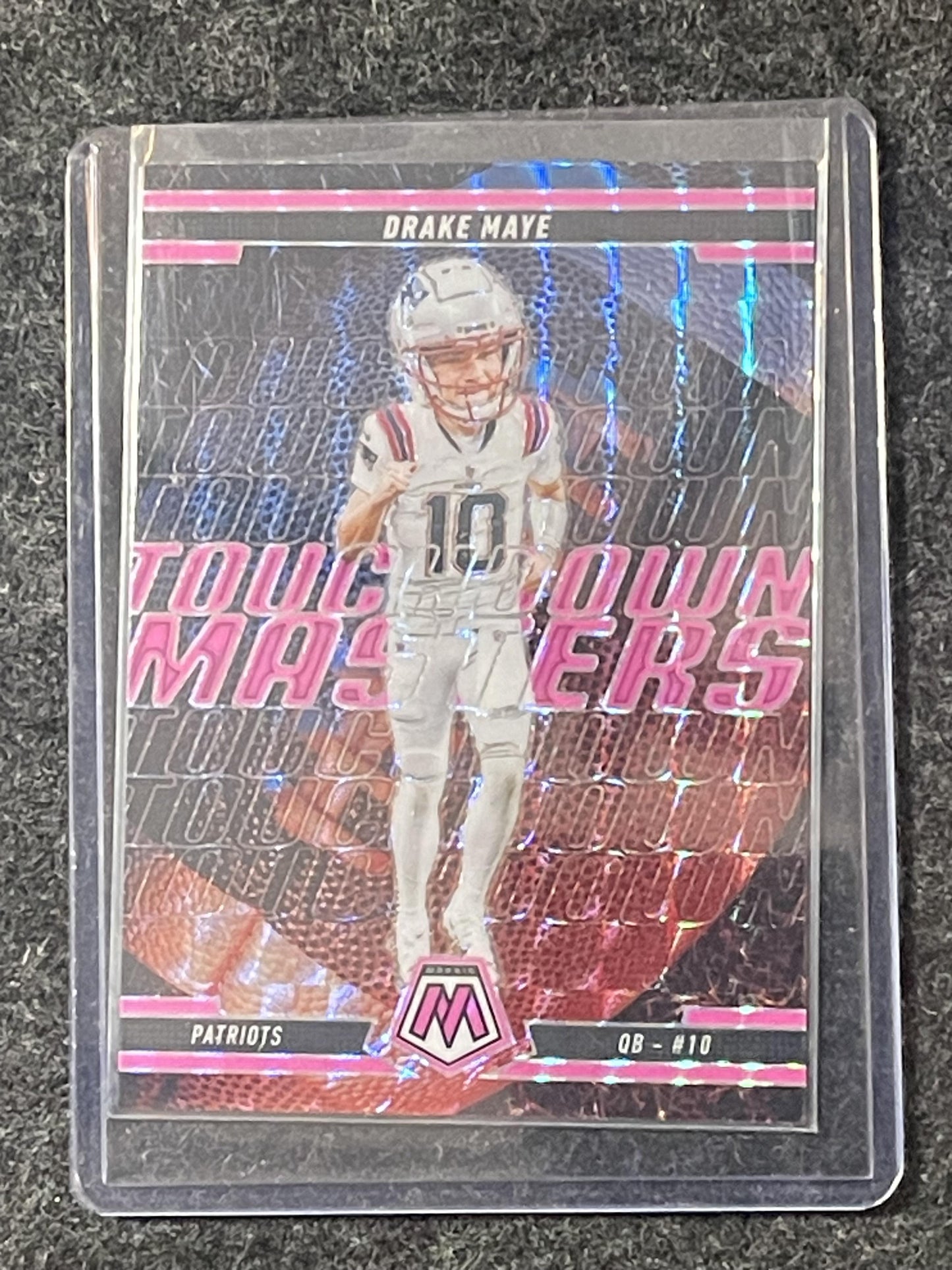 2025 Panini Mosaic #9 Drake Maye Touchdown Masters Mosaic Pink Fluorescent
