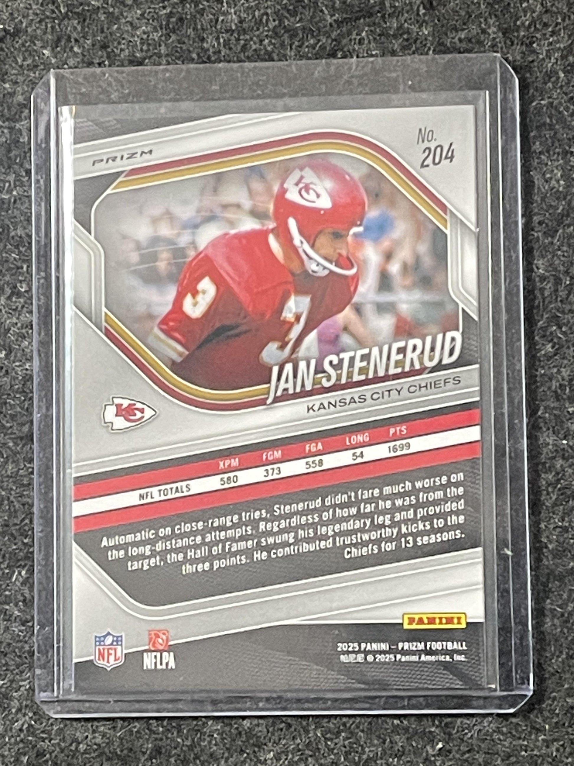 2025 Panini Prizm #204 Jan Stenerud Orange Ice Kansas City Chiefs