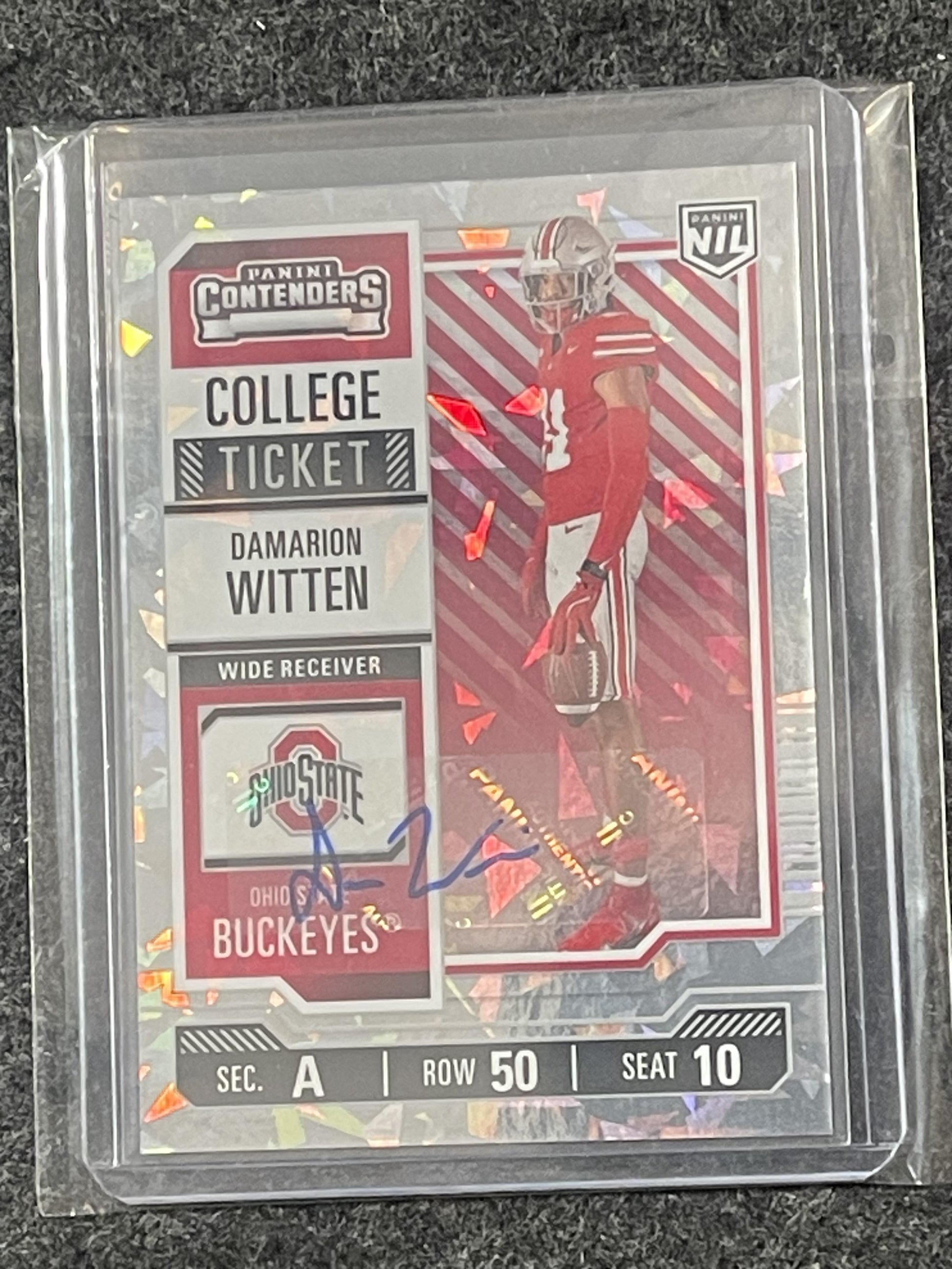 2025 Panini Ohio State University #9 Damarion Witten Autographs Cracked Ice #/25