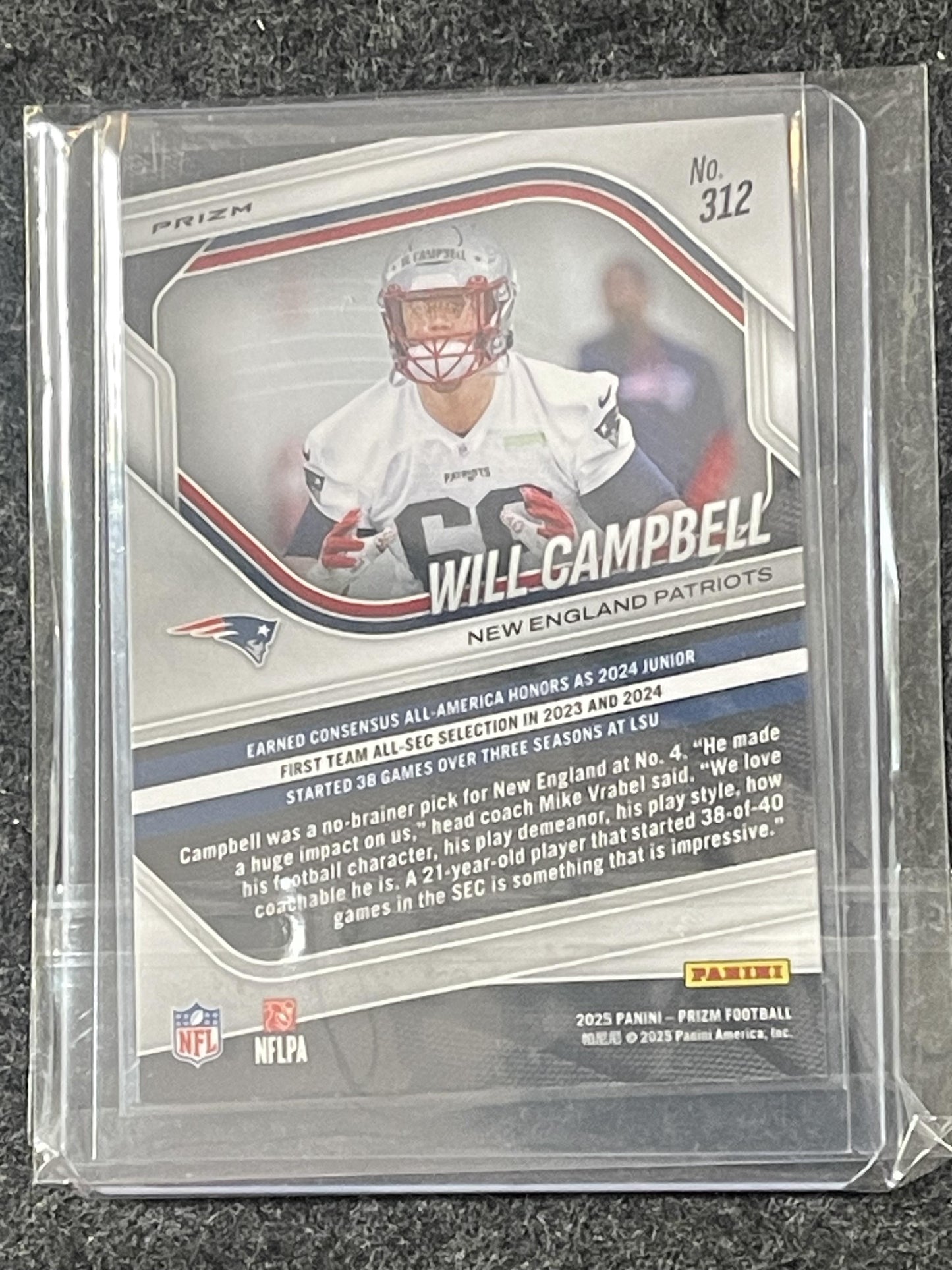 2025 Panini Prizm #312 Will Campbell Silver New England Patriots