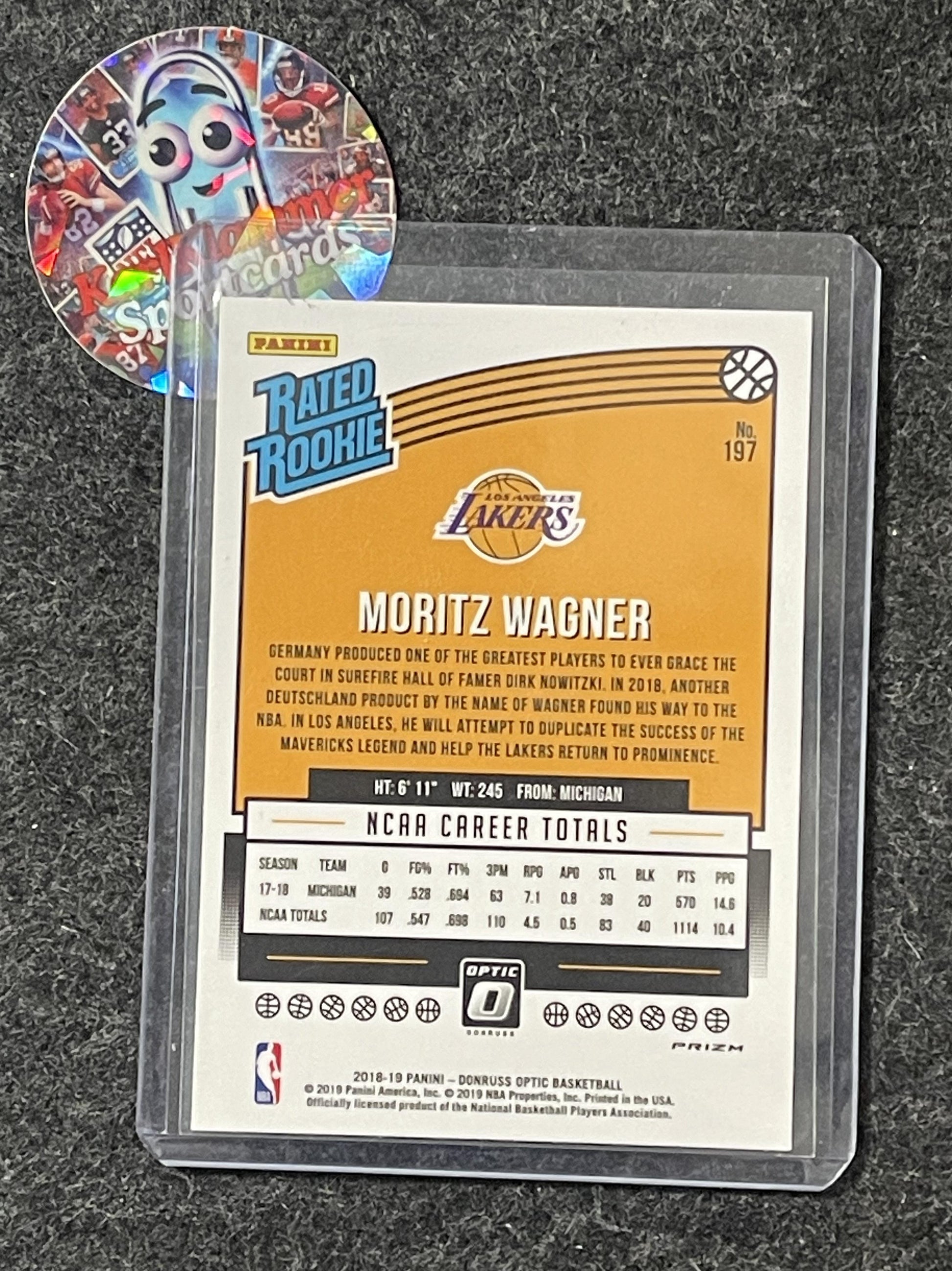 2018-19 Donruss Optic #197 Moritz Wagner Purple Los Angeles Lakers RC