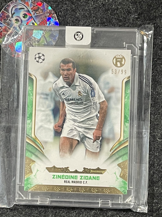 2024-25 Topps Reverence UEFA Club Competitions #27 Zinédine Zidane Green #/99 Real Madrid CF SN