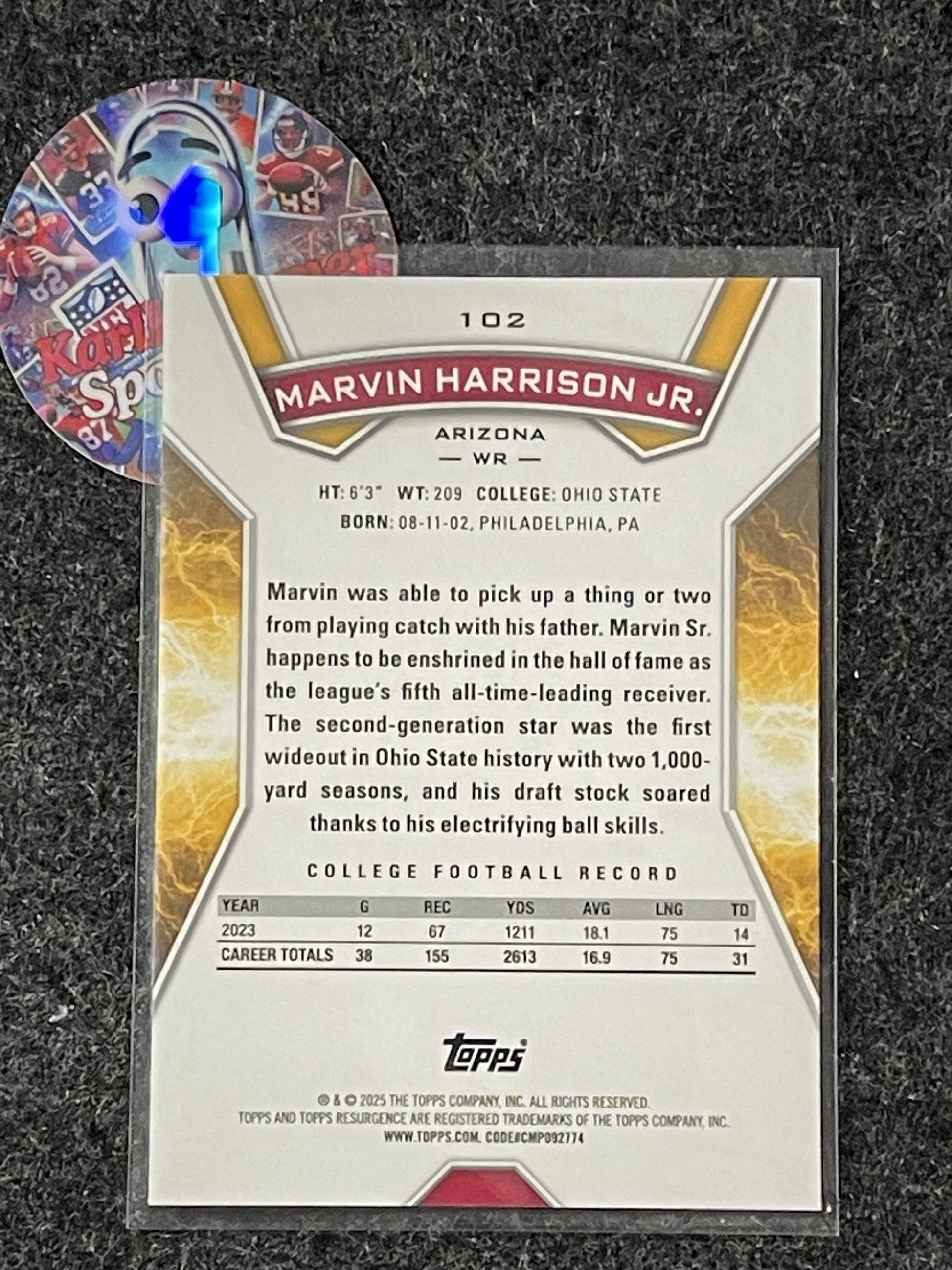 2024 Topps Resurgence - Silver Static #102 Marvin Harrison Jr.