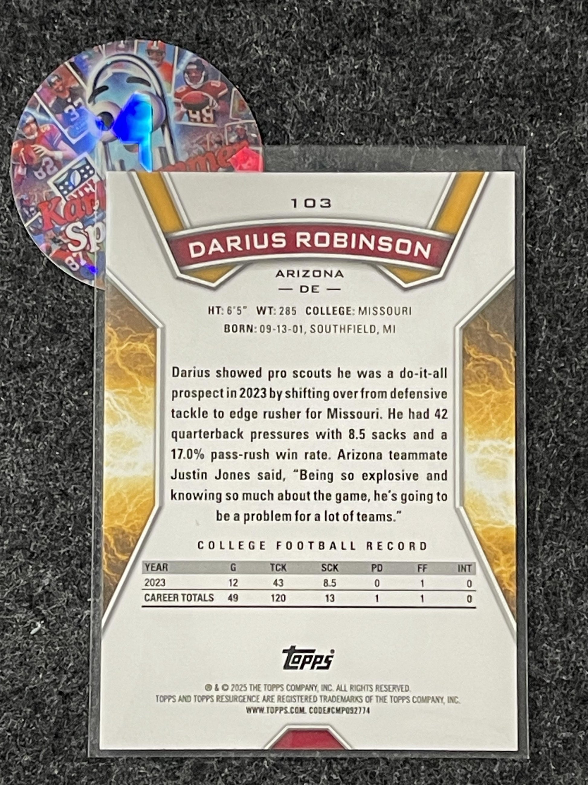 2024 Topps Resurgence - Blue & Orange Spark #103 Darius Robinson