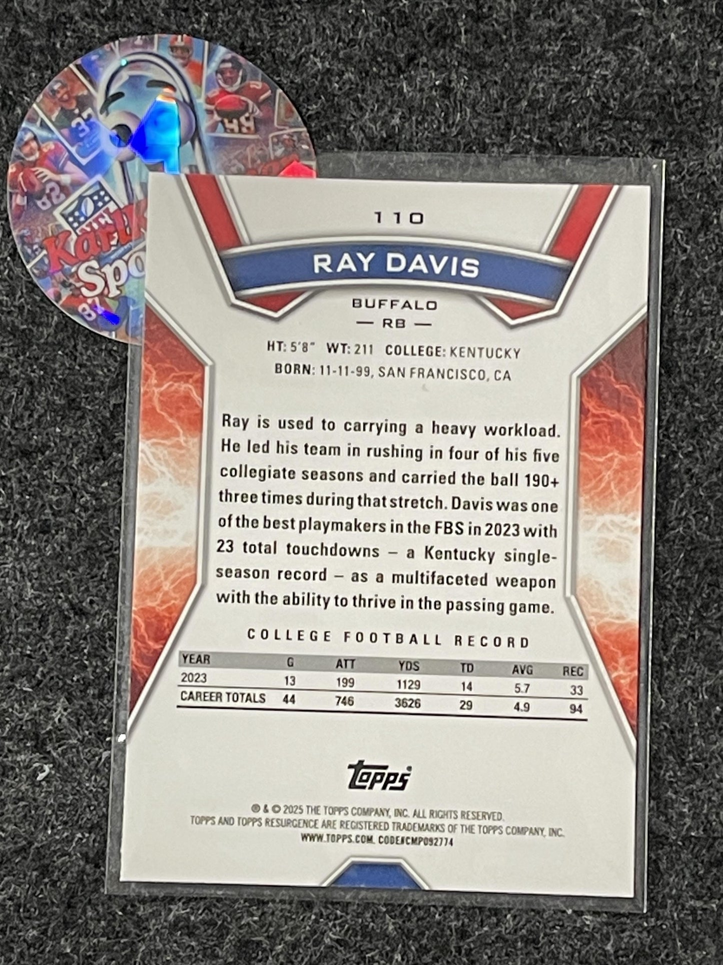 2024 Topps Resurgence - Blue & Orange Spark #110 Ray Davis