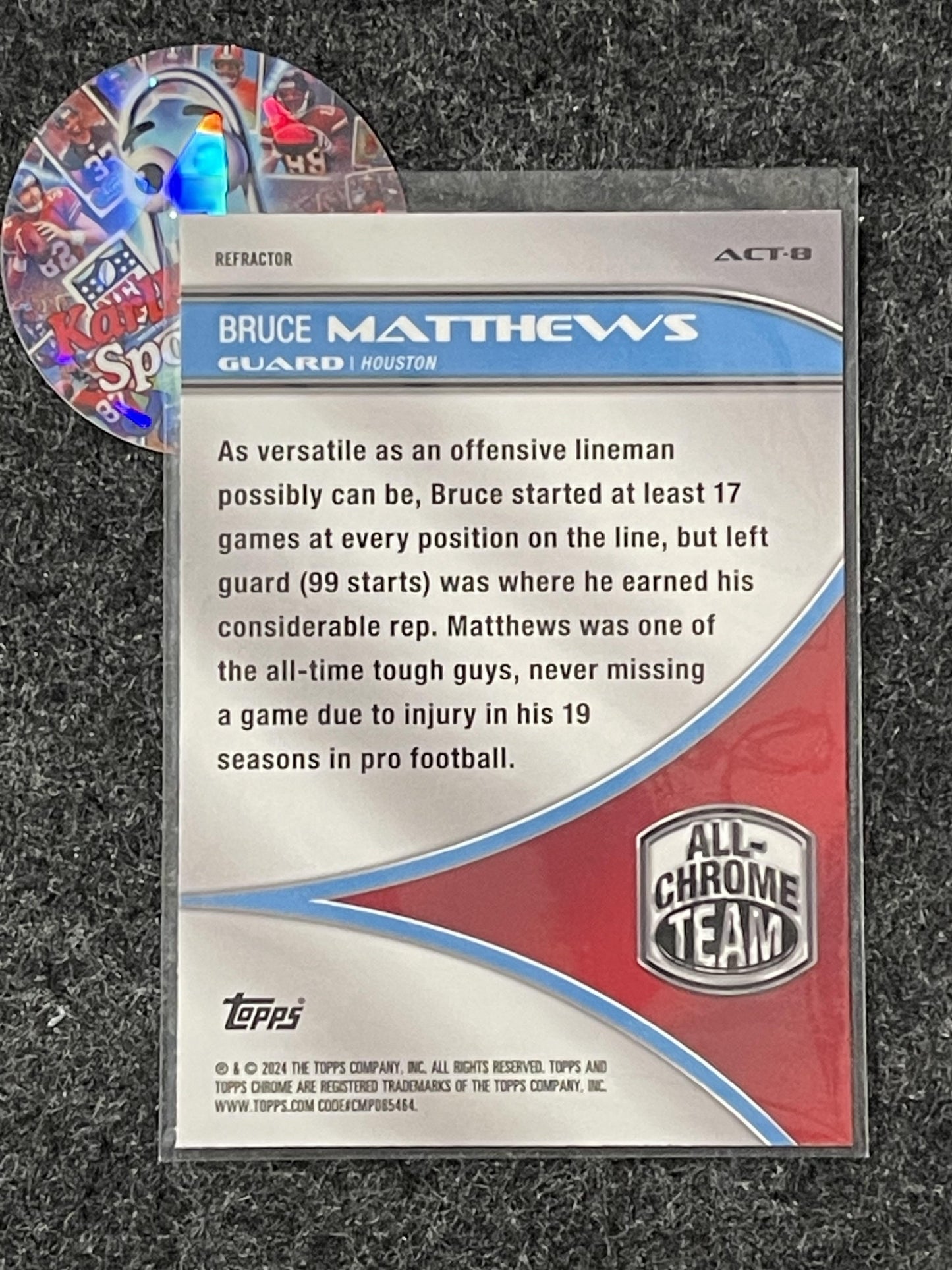 2024 Topps Chrome #ACT-8 Bruce Matthews All-Chrome Team Lazer Refractor