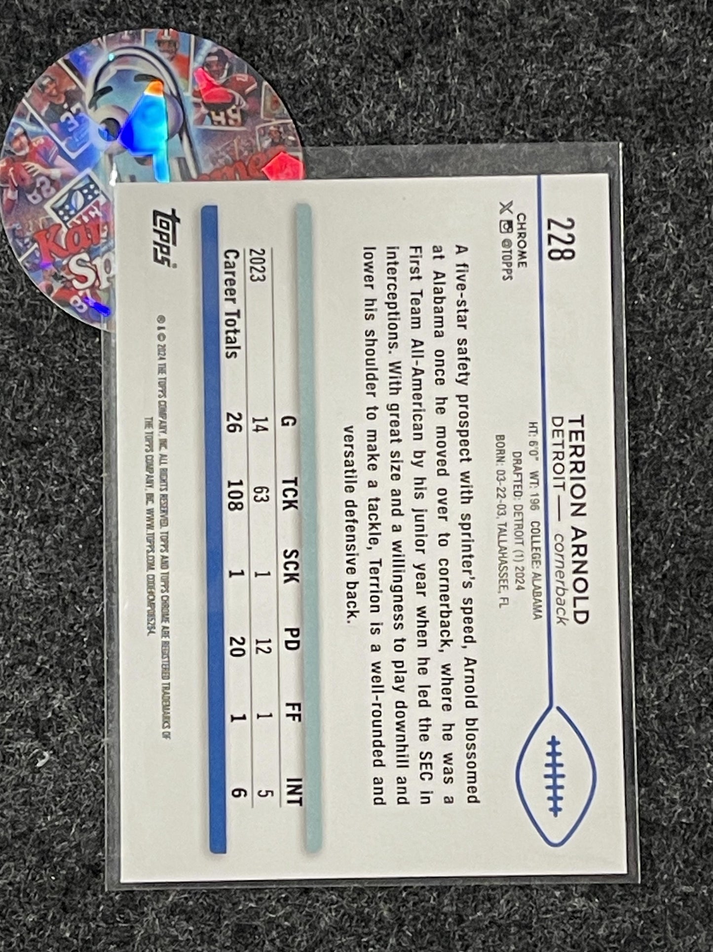 2024 Topps Chrome #228 Terrion Arnold X-Fractor