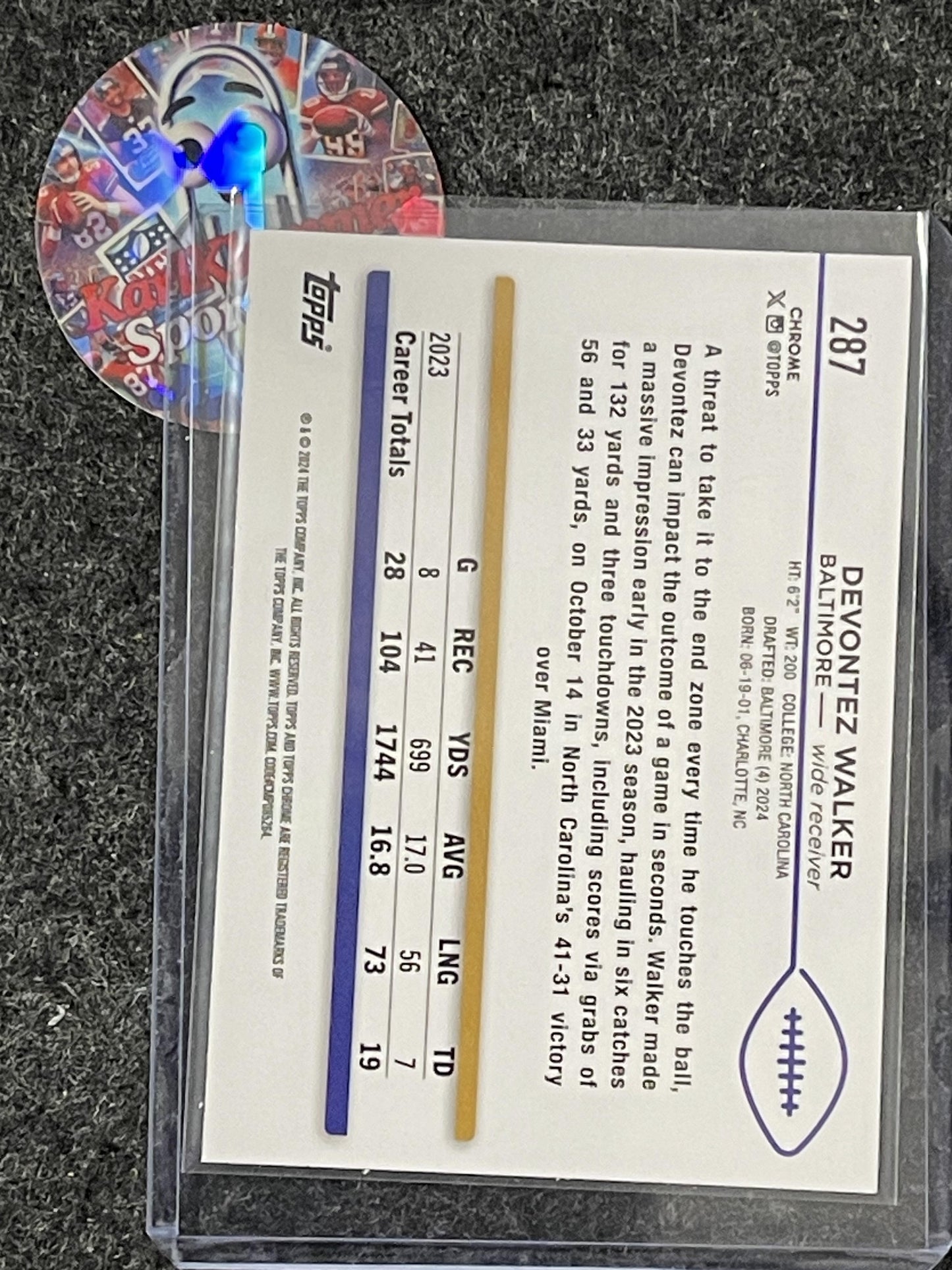 2024 Topps Chrome #287 Devontez Walker Magenta Refractor #/399
