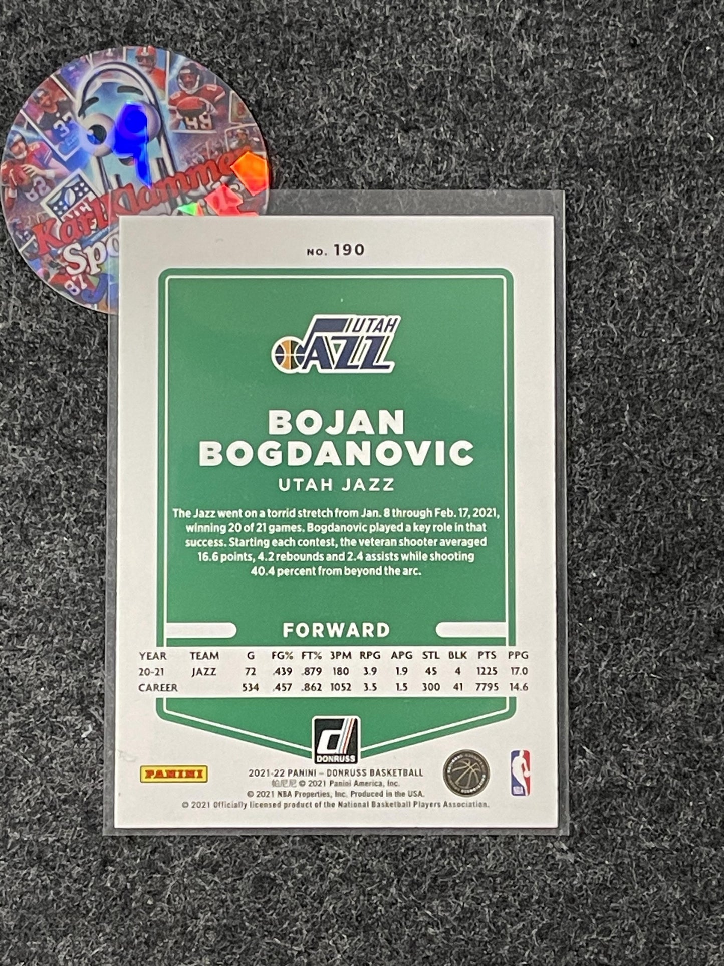 2021-22 Donruss #190 Bojan Bogdanovic Holo Red and Gold Laser
