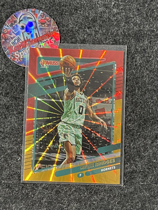 2021-22 Donruss #87 Miles Bridges Holo Red and Gold Laser