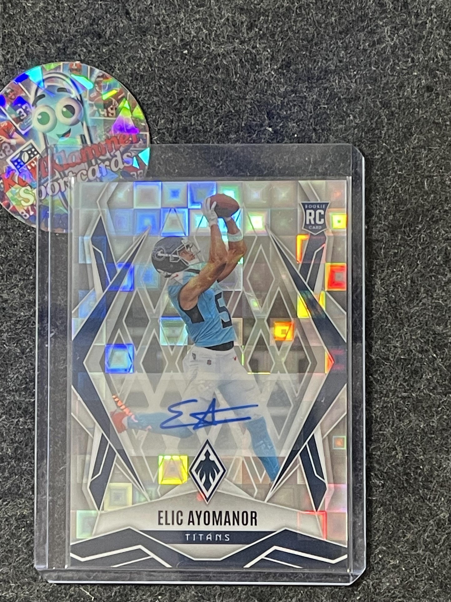 2025 Panini Phoenix #167 Elic Ayomanor Base Rookie Autographs Black Pandora Prizm #/1 Tennessee Titans SN,RC,AU