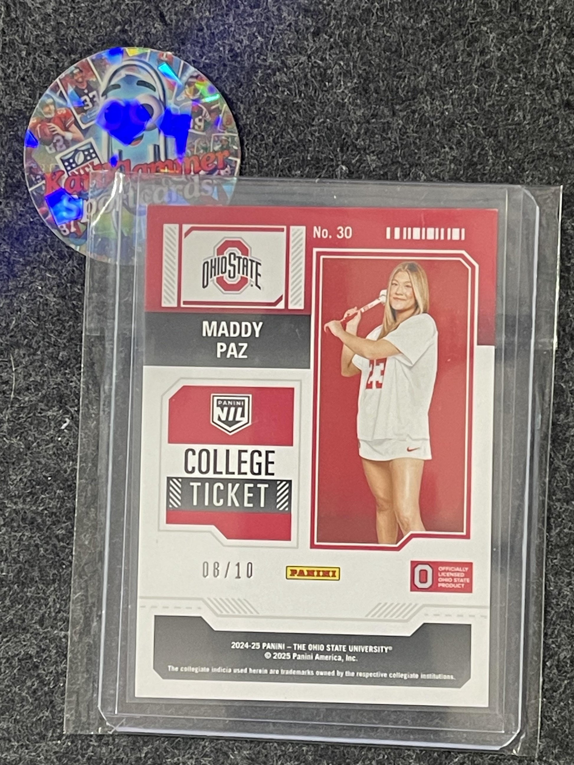 2025 Panini Ohio State University #30 Maddy Paz Gold #/10 Ohio State Buckeyes SN