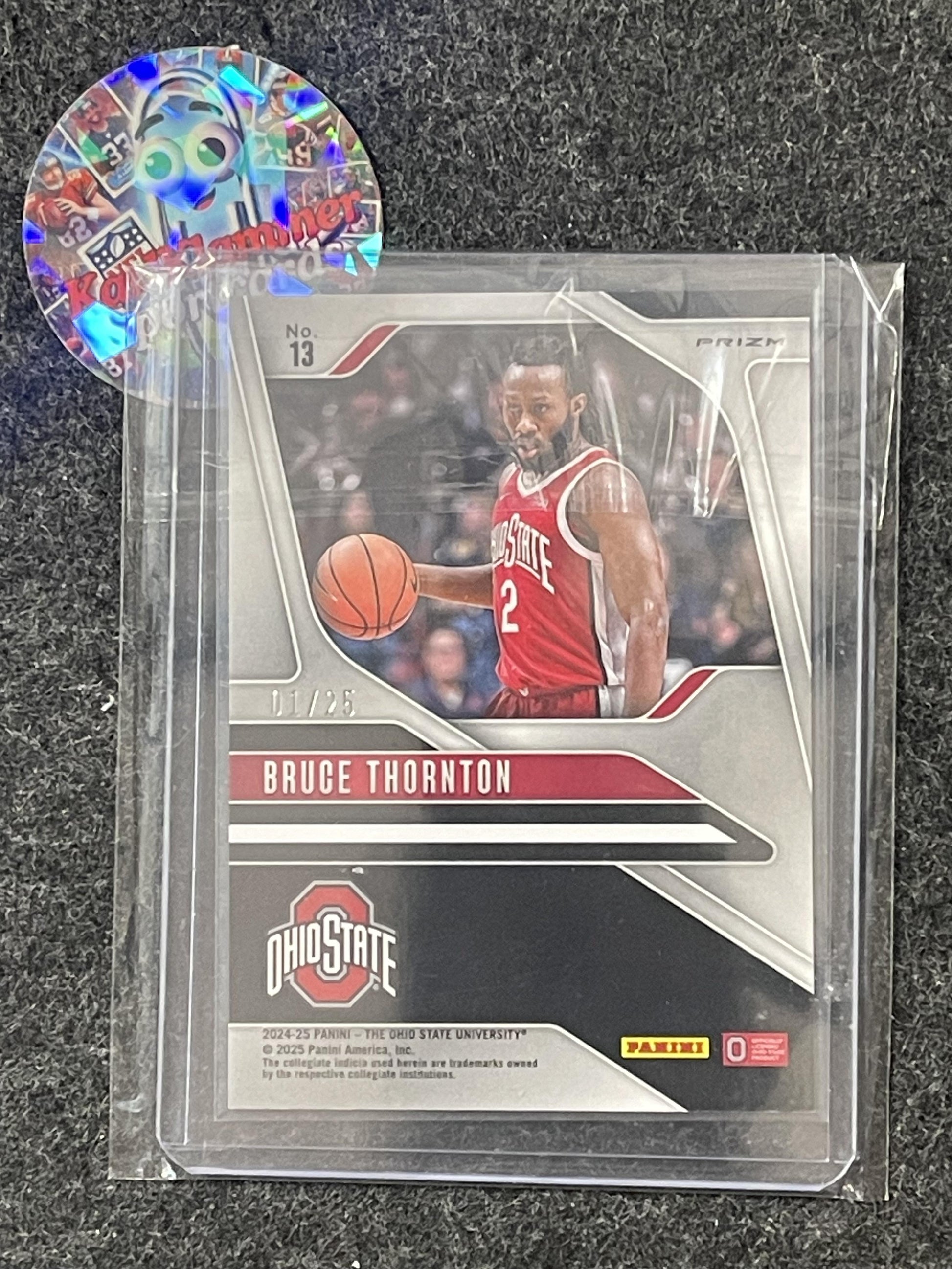 2025 Panini Ohio State University #13 Bruce Thornton Prizm Silver Vinyl #/25 Ohio State Buckeyes SN