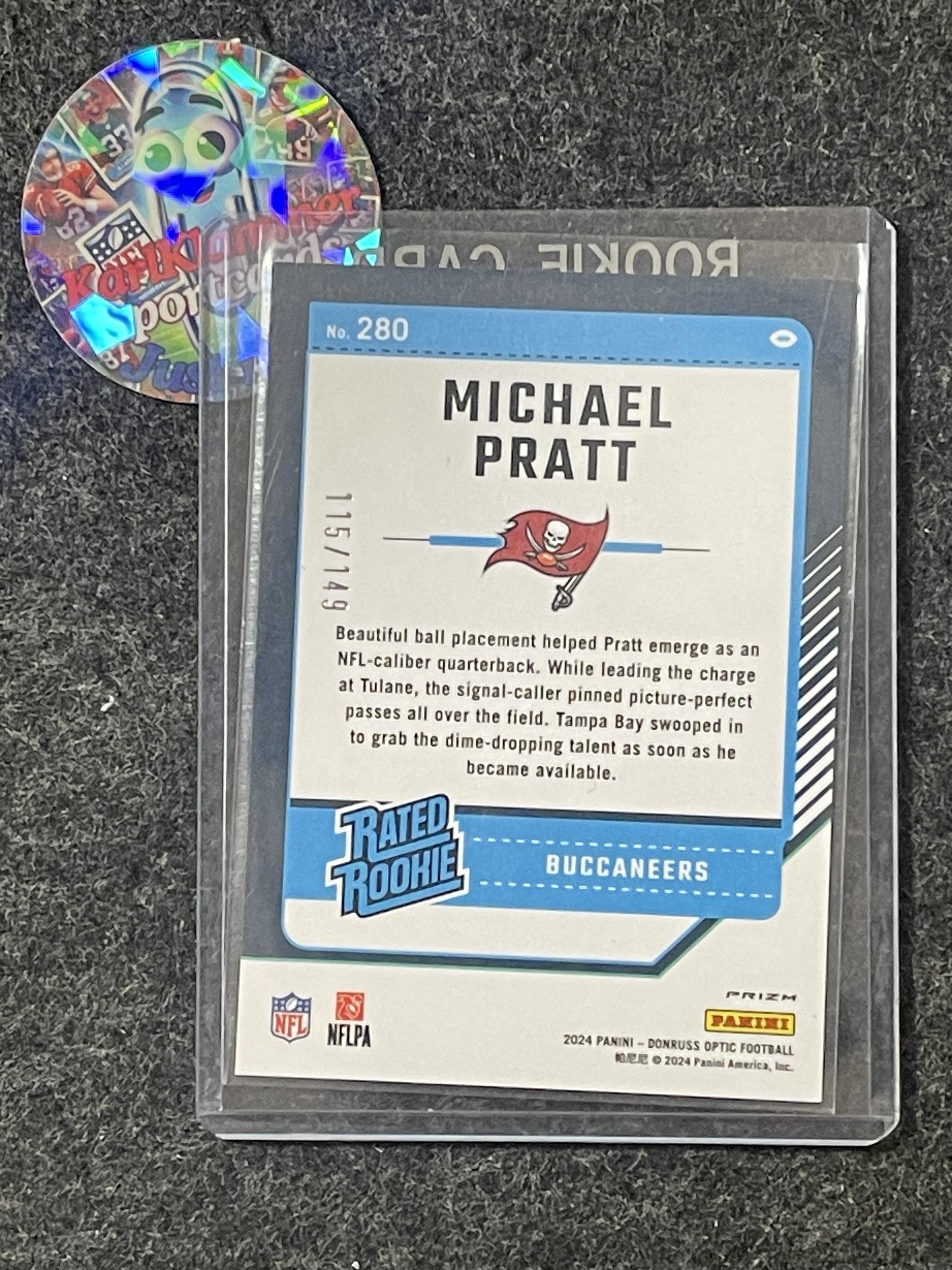 2024 Donruss Optic #280 Michael Pratt Flex #/149 Tampa Bay Buccaneers SN