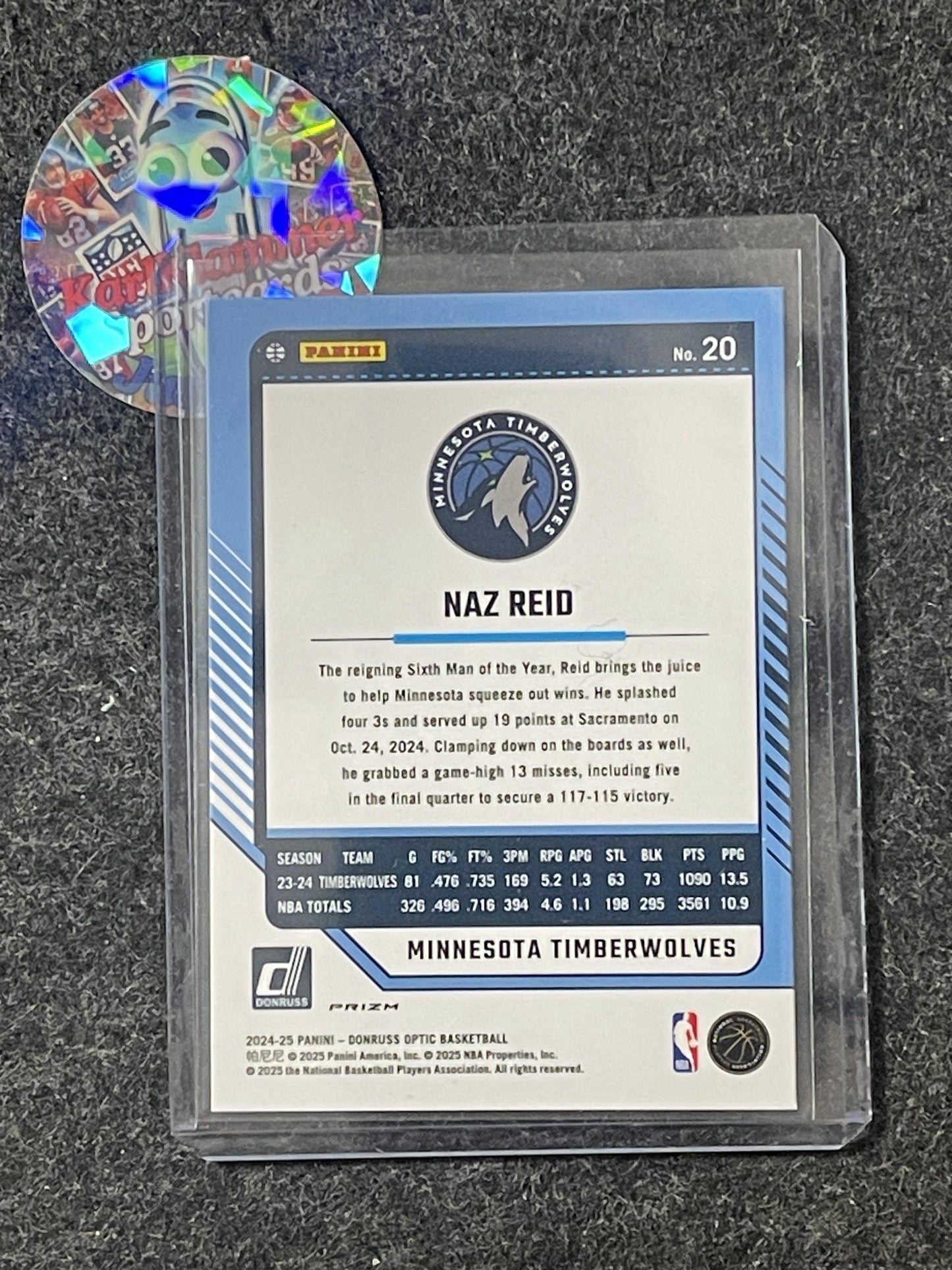 2024-25 Donruss Optic #20 Naz Reid Red International Minnesota Timberwolves