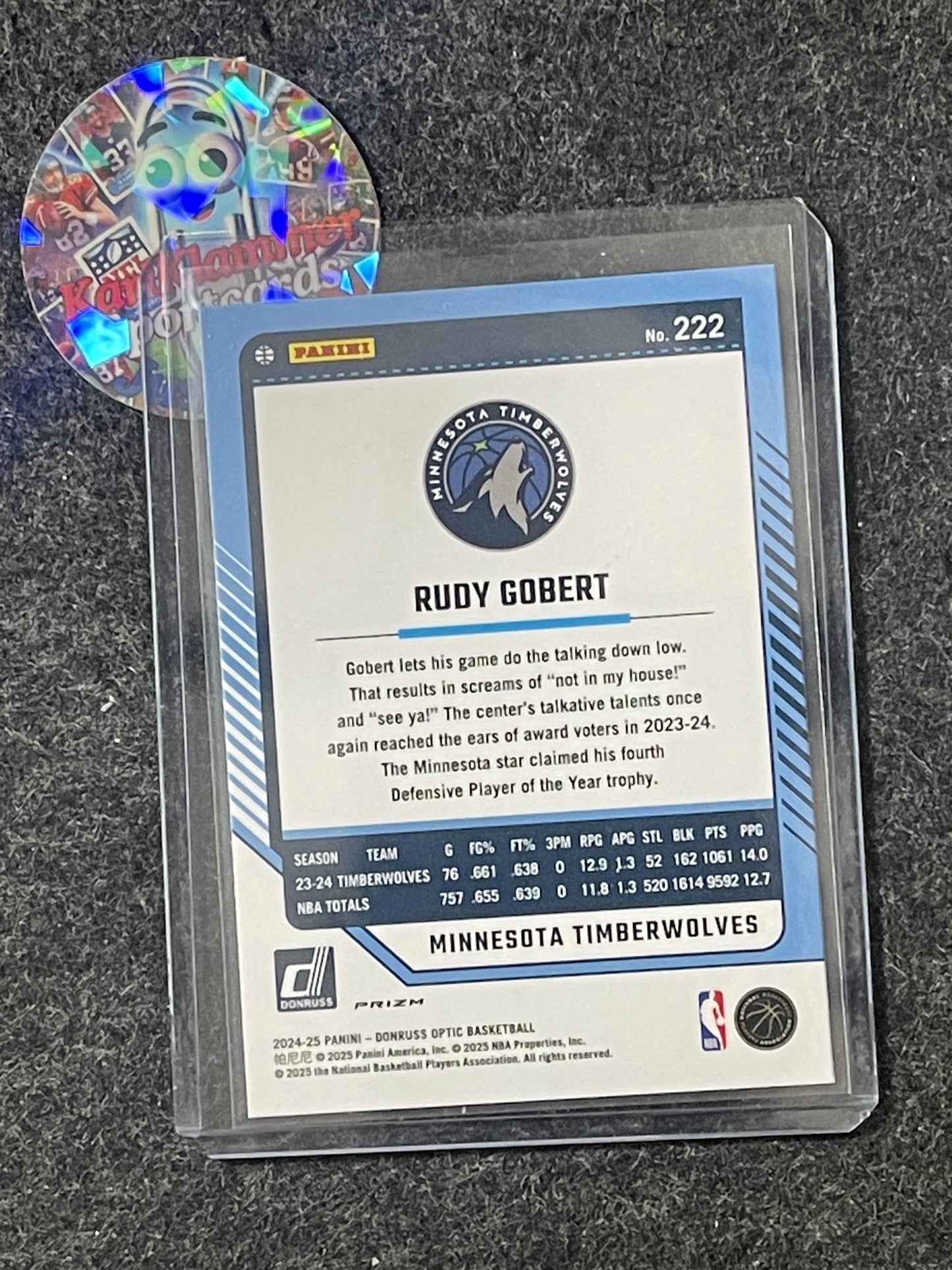 2024-25 Donruss Optic #222 Rudy Gobert Red International Minnesota Timberwolves SN