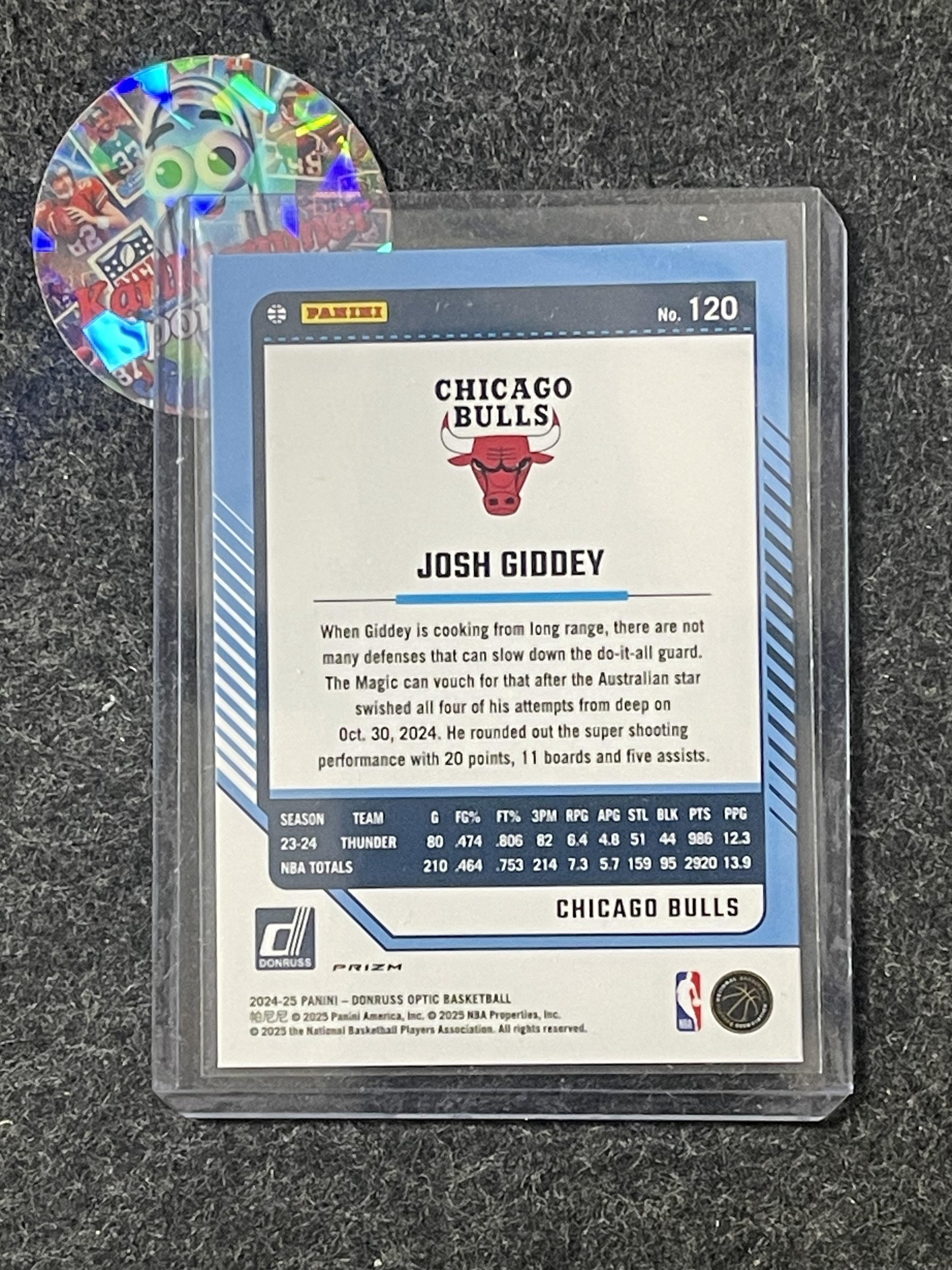 2024-25 Donruss Optic #120 Josh Giddey Red International Chicago Bulls
