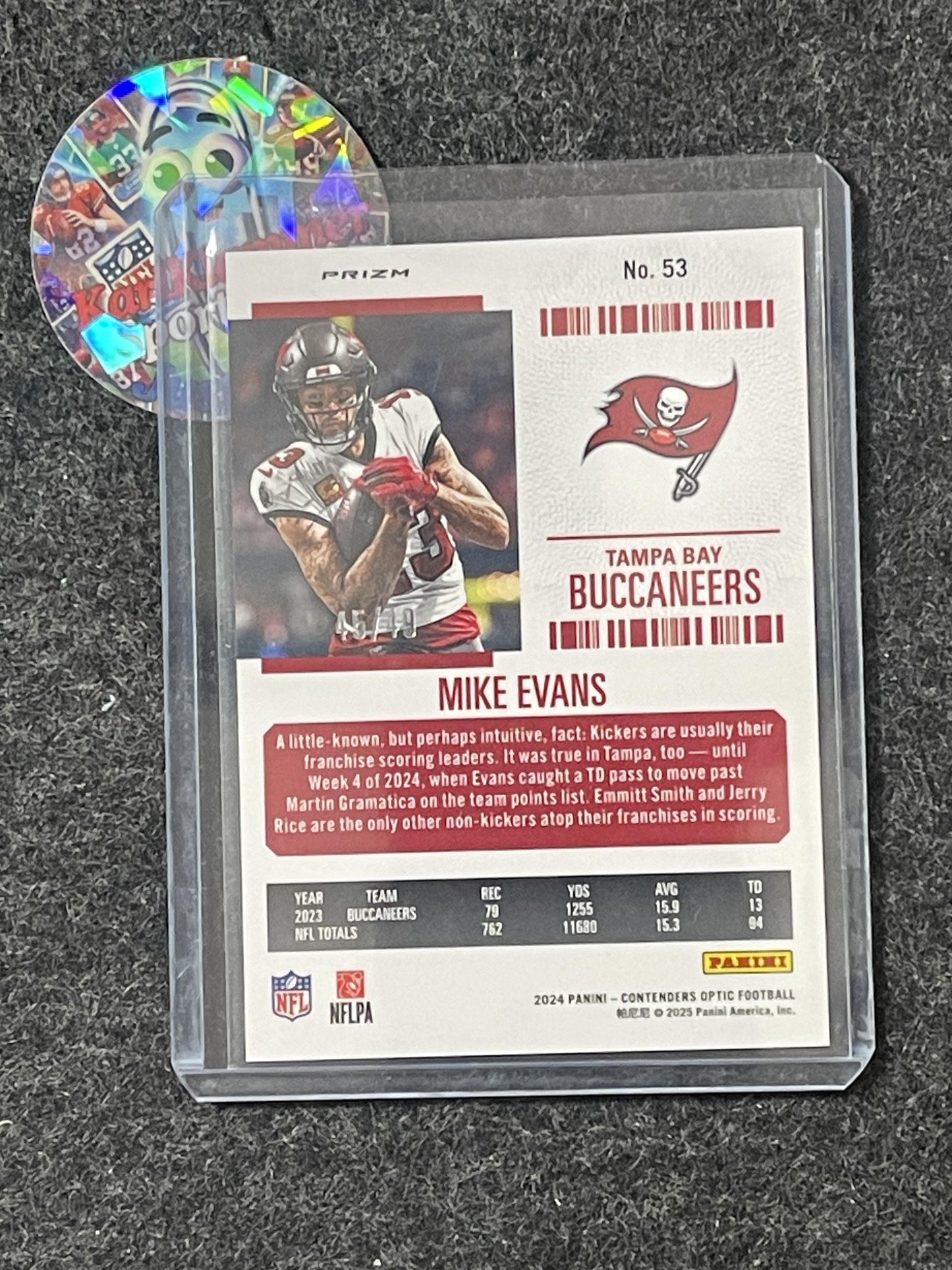 2024 Panini Contenders Optic #53 Mike Evans Green Pulsar #/49 Tampa Bay Buccaneers SN