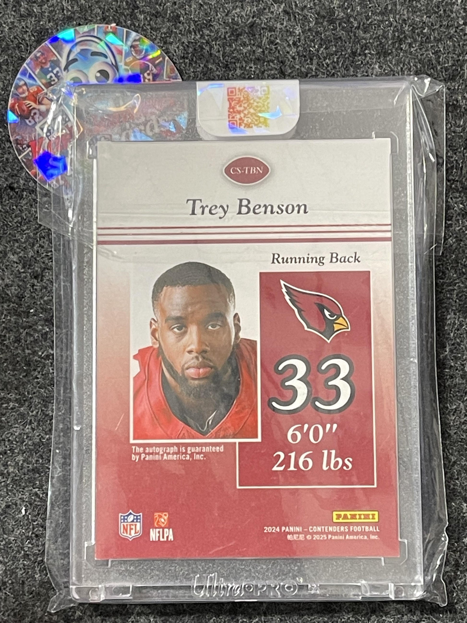 2024 Panini Contenders #CS-TBN Trey Benson 1999 Contenders Power Blue #/50 Arizona Cardinals SN,AU